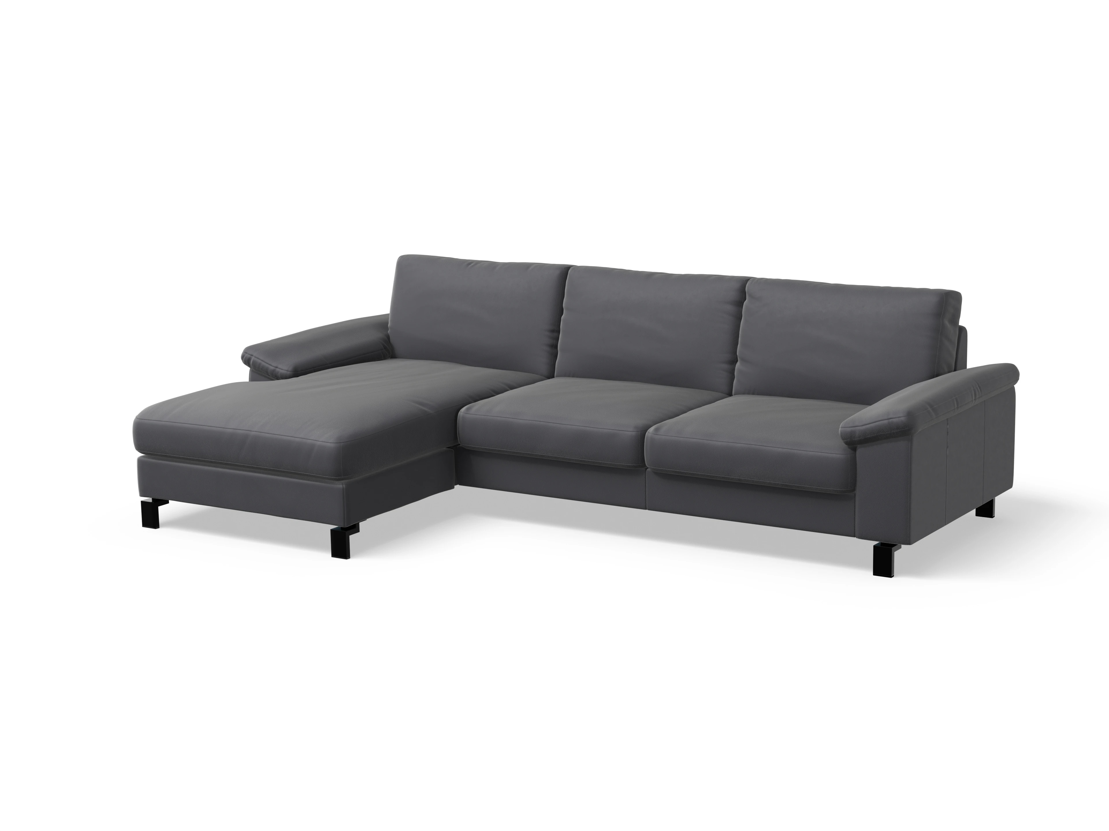 Ansicht des Produktes Casco 2.0 Ecksofa links Abschluss offen in Leder Grau