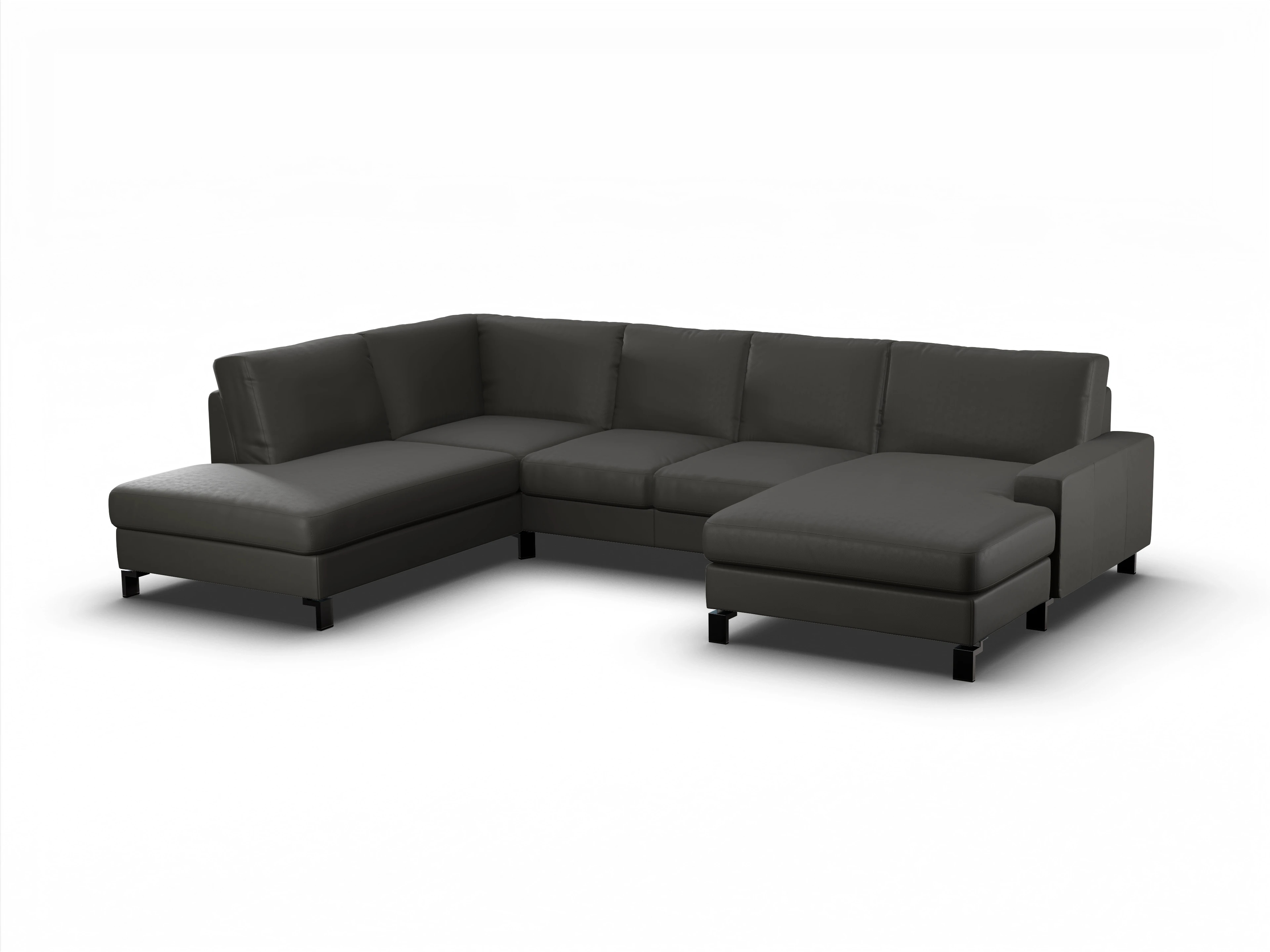 Ansicht des Produktes Casco 2.0 Wohnlandschaft offen beidseitig in Leder Grau