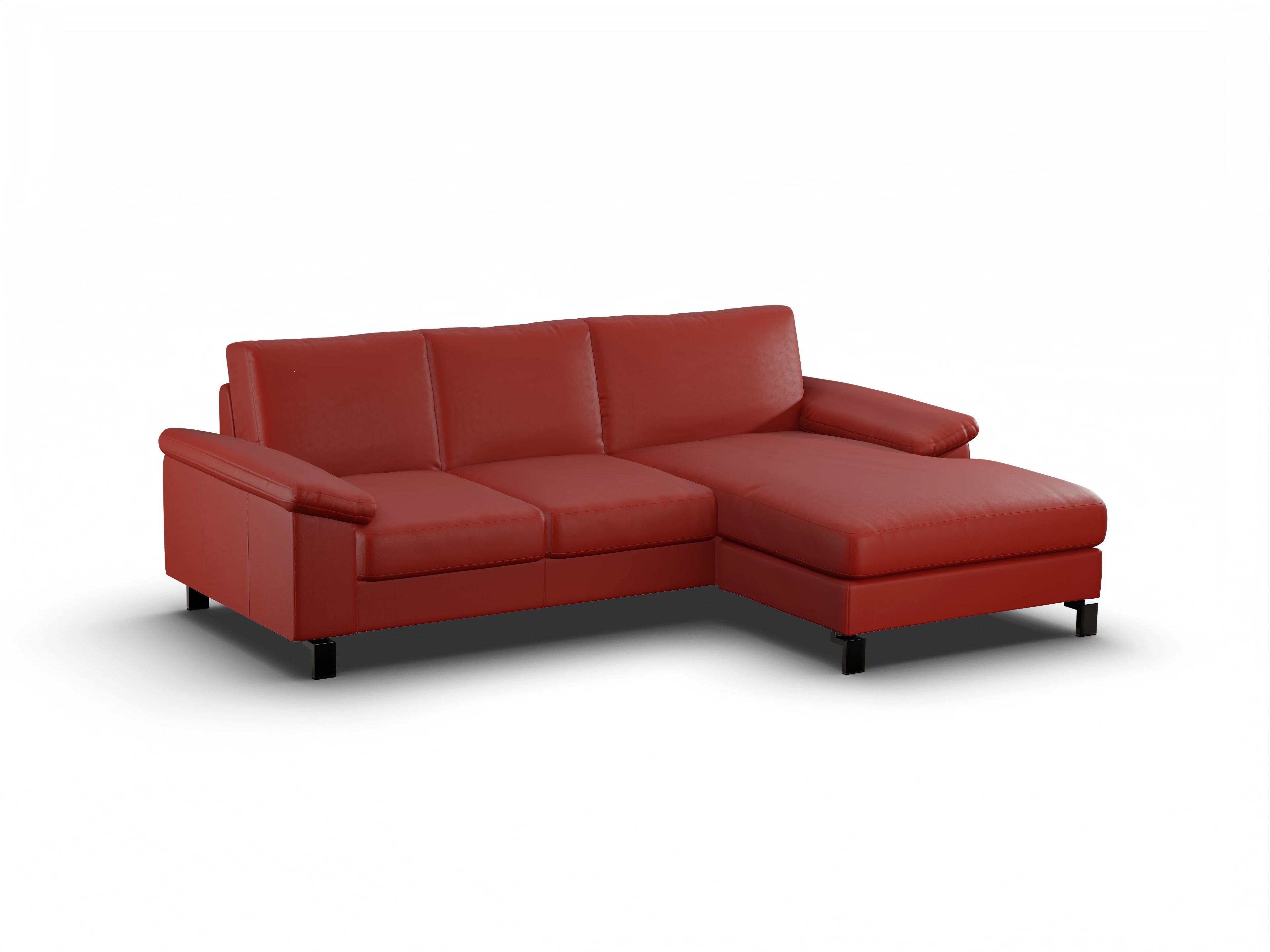 Ansicht des Produktes Casco 2.0 Ecksofa rechts Abschluss offen in Leder Rot