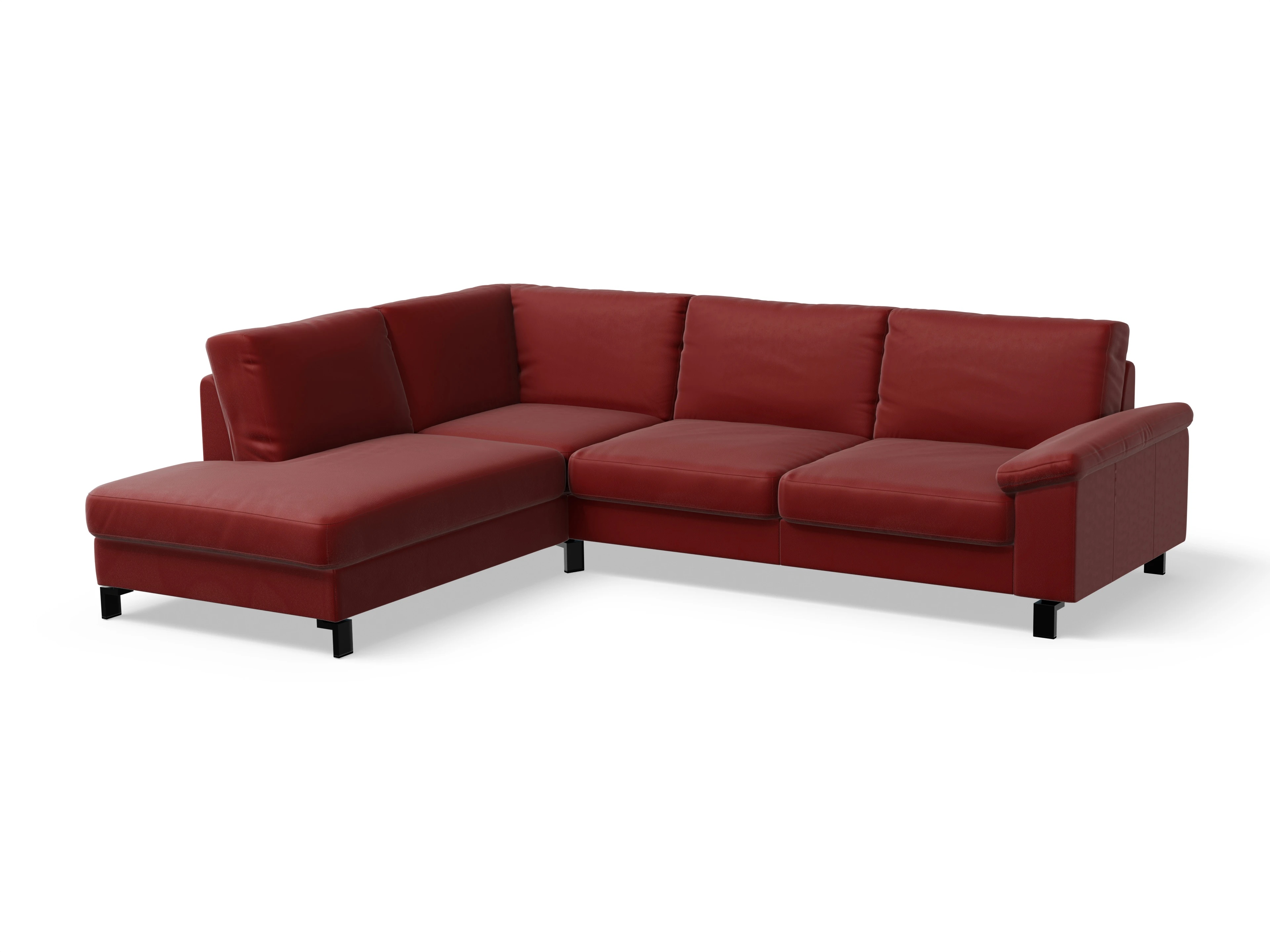 Ansicht des Produktes Casco 2.0 Ecksofa links Abschluss offen in Leder Rot