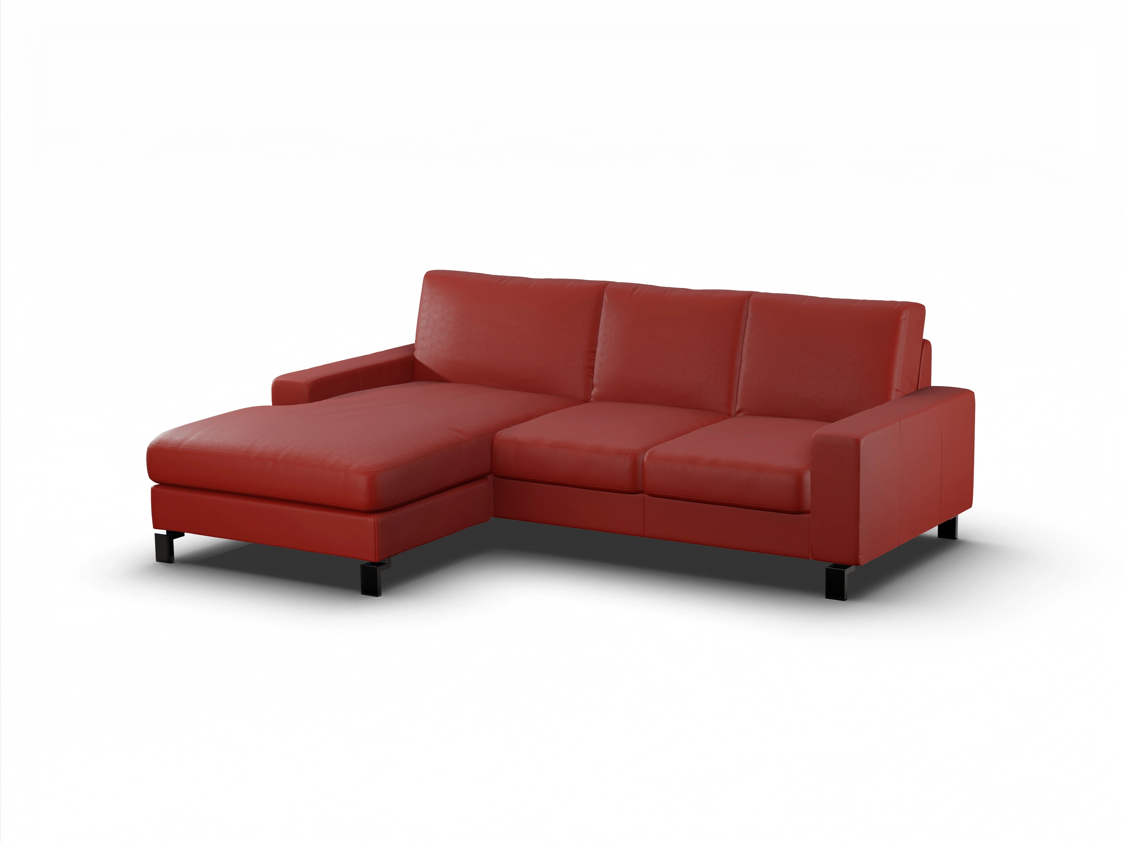Ansicht des Produktes Casco 2.0 Ecksofa links Abschluss offen in Leder Rot