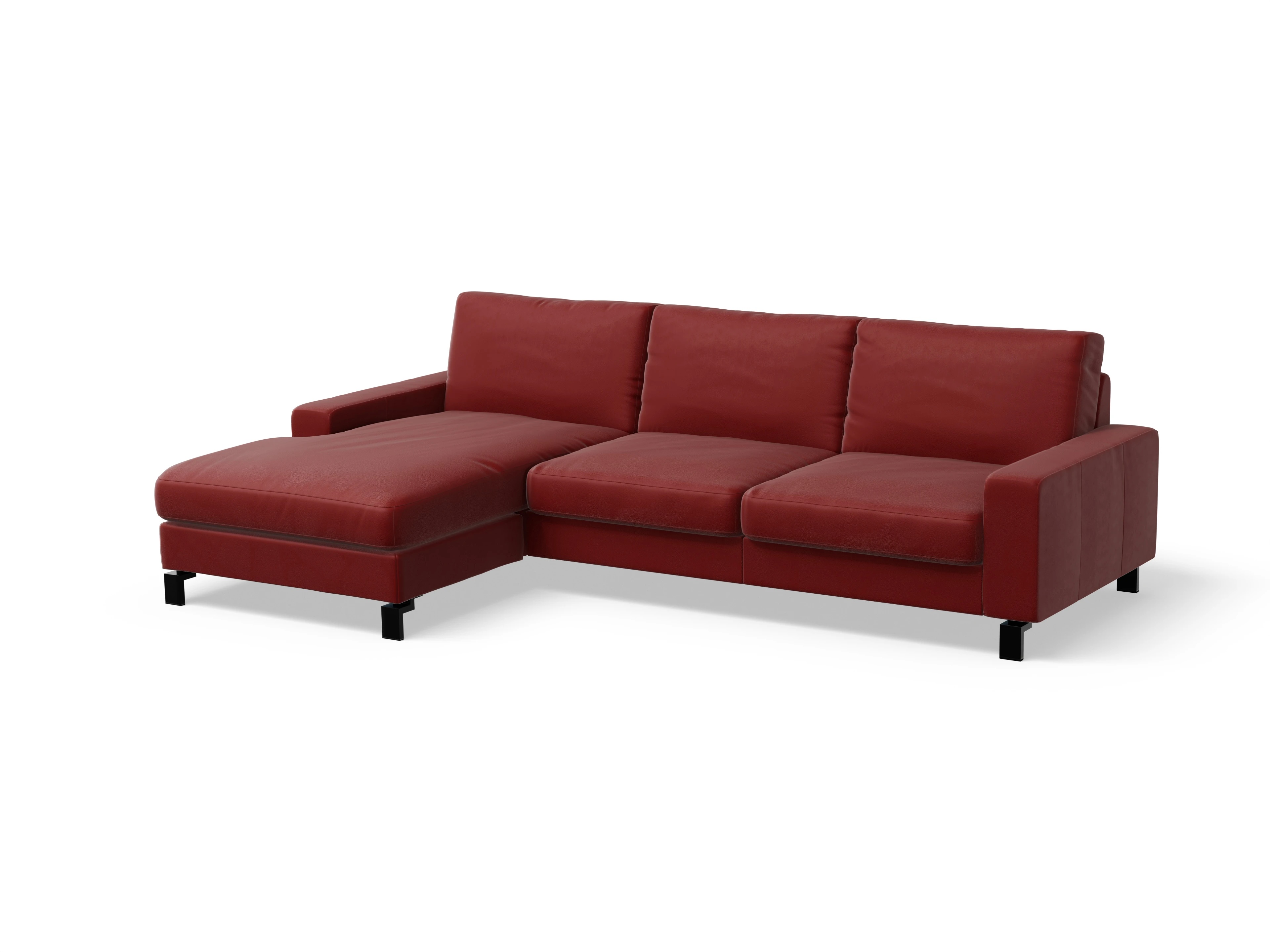 Casco Ecksofa LO Large L Ansicht des Produktes Casco 2.0 Ecksofa links Abschluss offen in Leder Rot