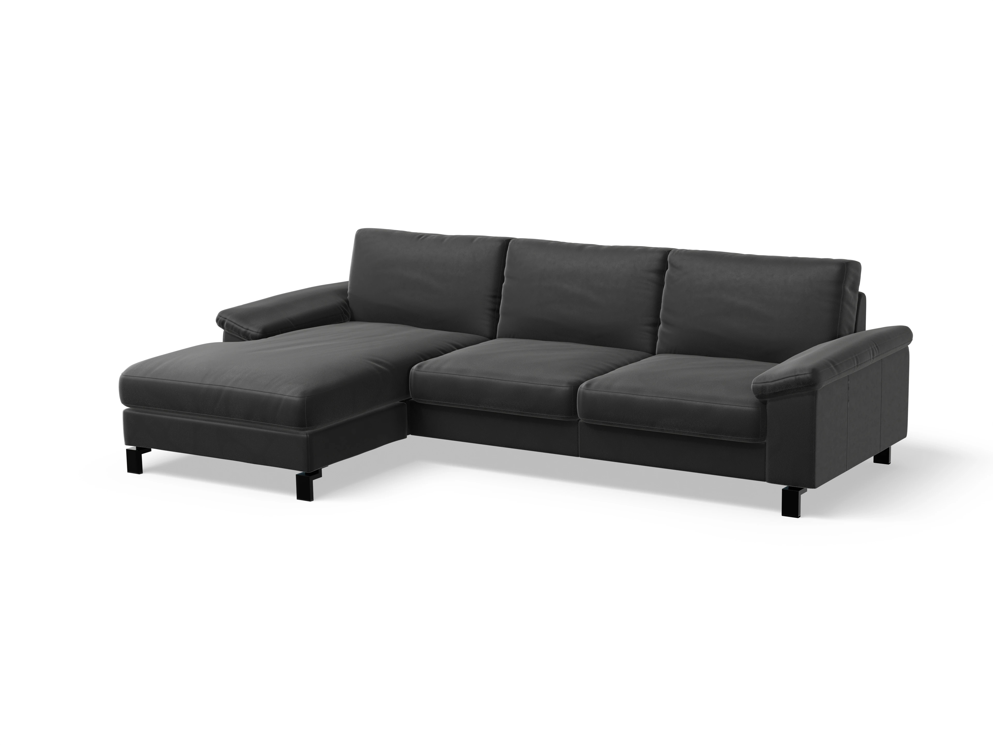 Casco Ecksofa LO Large L Ansicht des Produktes Casco 2.0 Ecksofa links Abschluss offen in Leder Grau