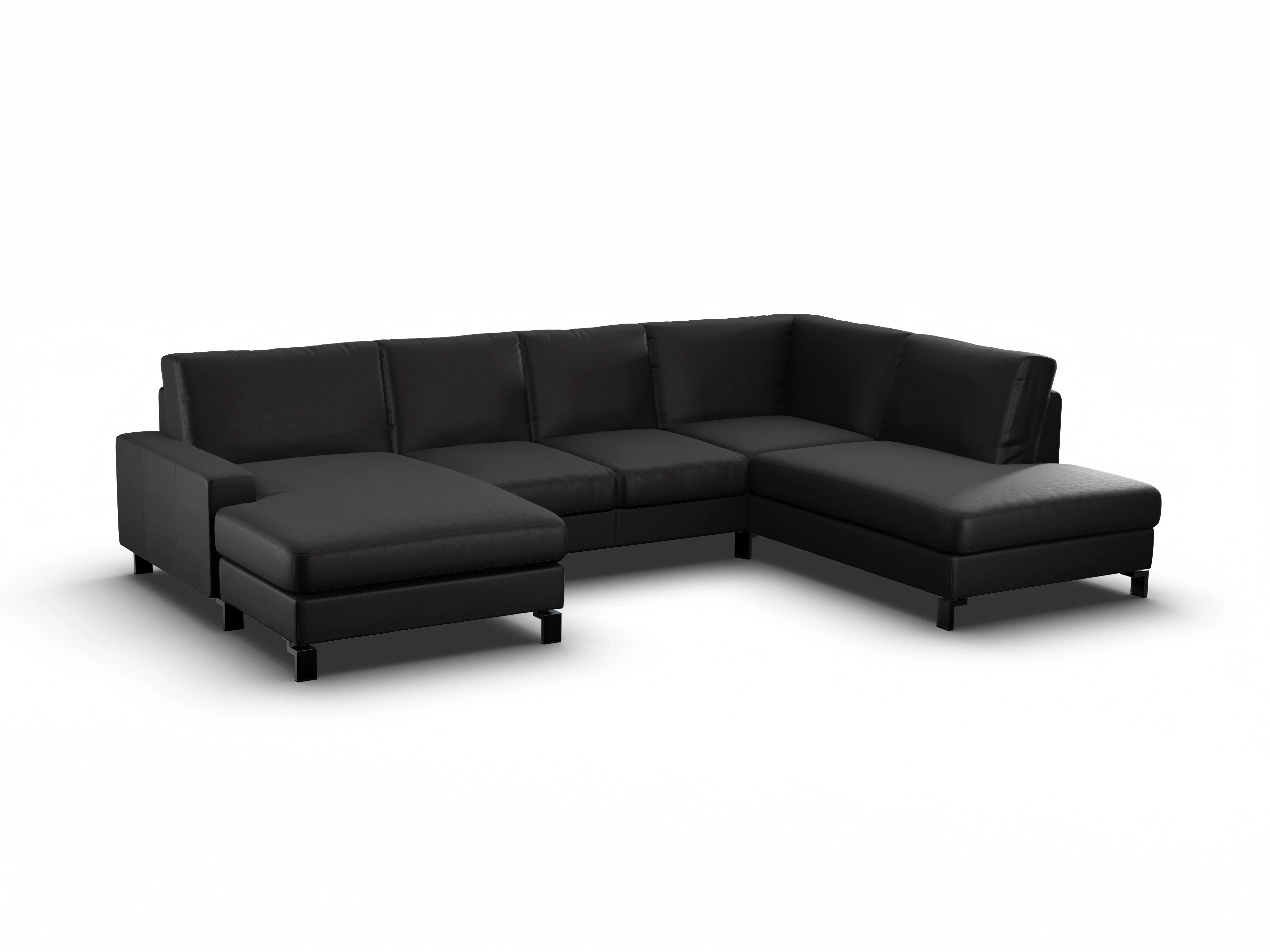 Ansicht des Produktes Casco 2.0 Wohnlandschaft offen beidseitig in Leder Grau