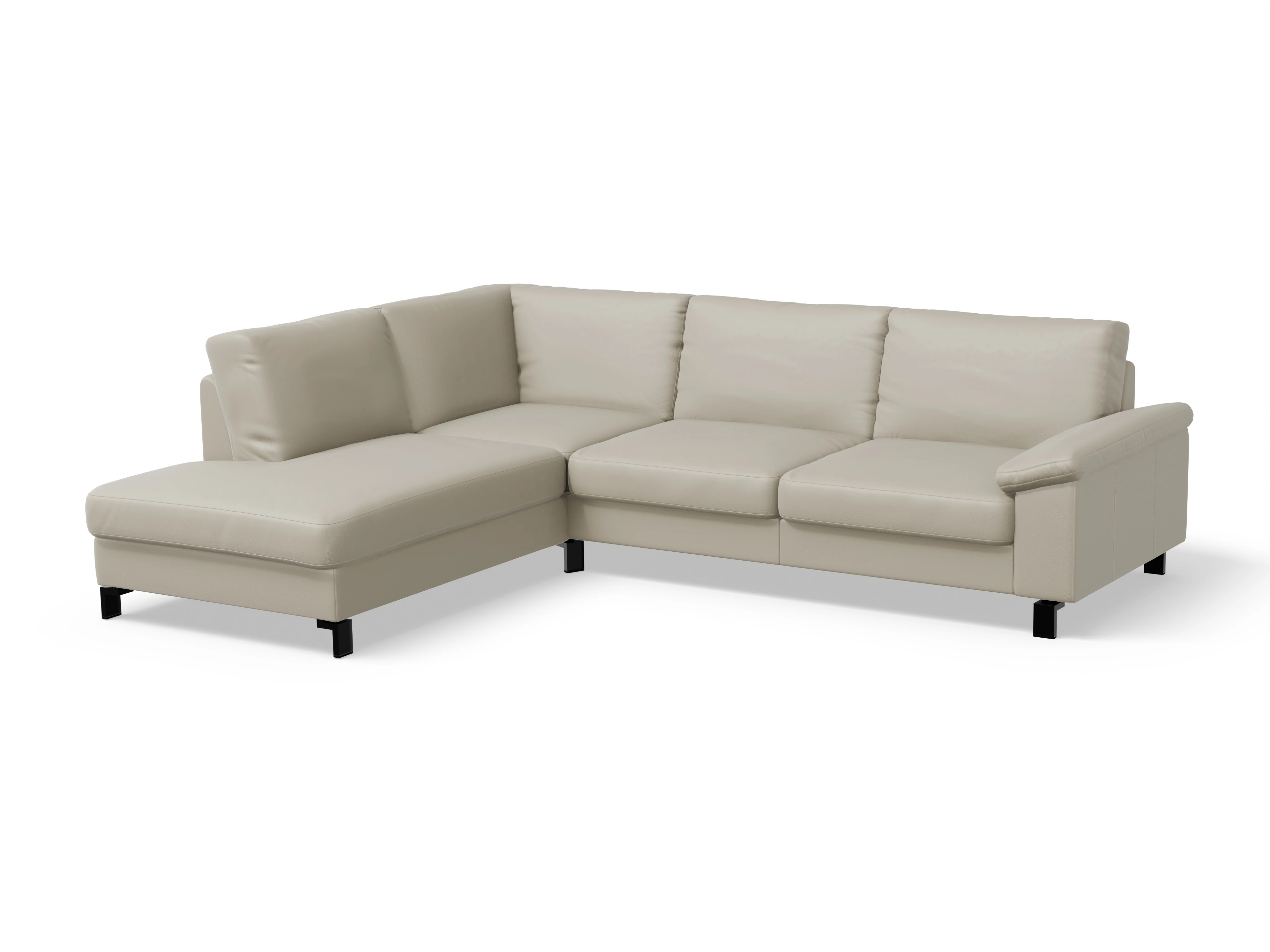 Ansicht des Produktes Casco 2.0 Ecksofa links Abschluss offen in Leder Beige
