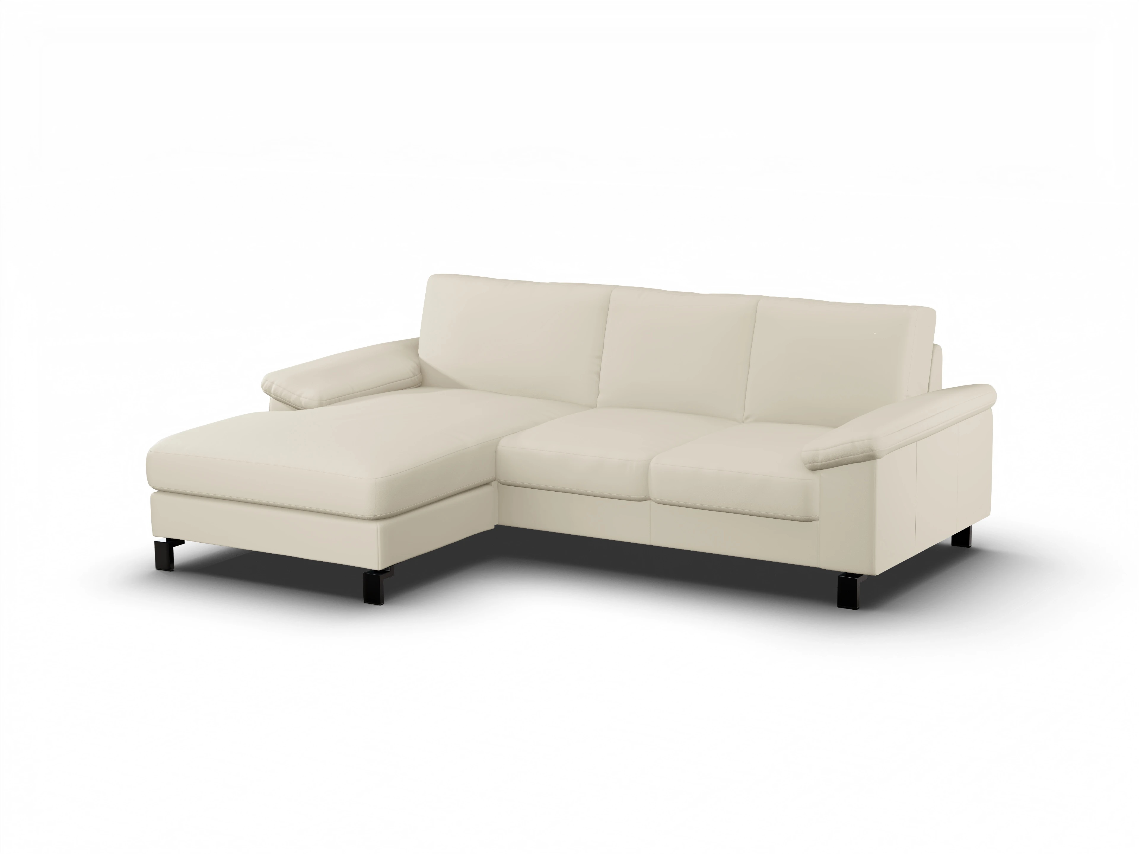 Casco Ecksofa LO Medium L Ansicht des Produktes Casco 2.0 Ecksofa links Abschluss offen in Leder Beige