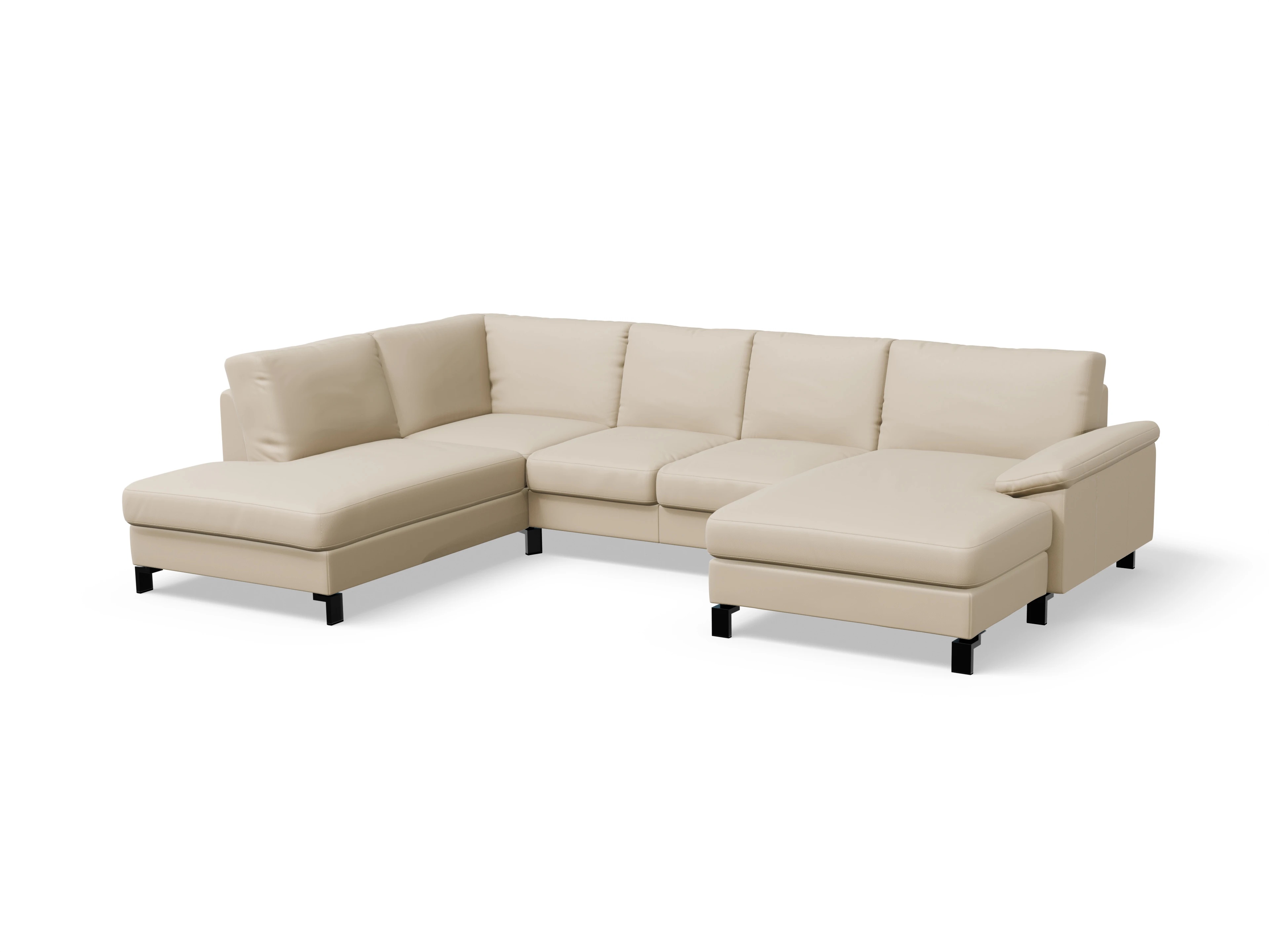 Ansicht des Produktes Casco 2.0 Wohnlandschaft offen beidseitig in Leder Beige