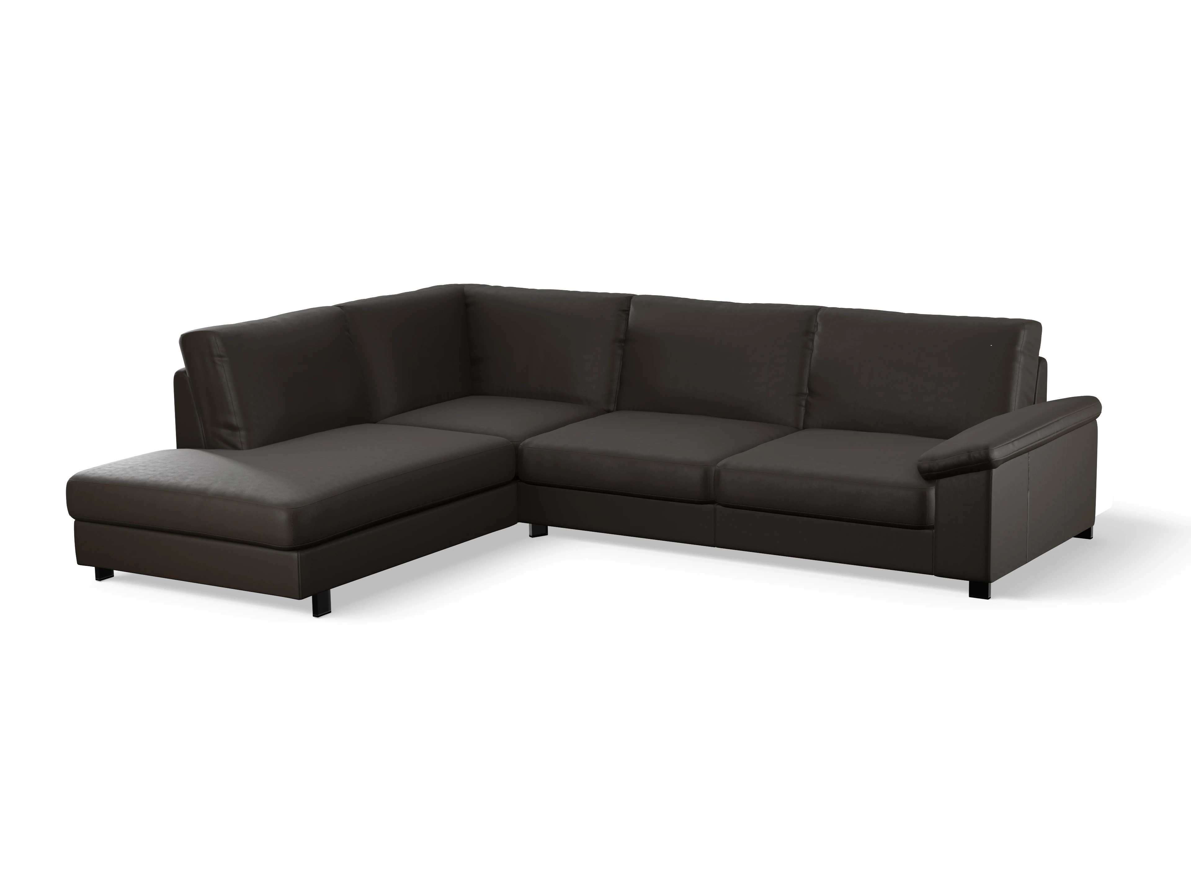 Ansicht des Produktes Casco 2.0 Ecksofa links Abschluss offen in Leder Braun