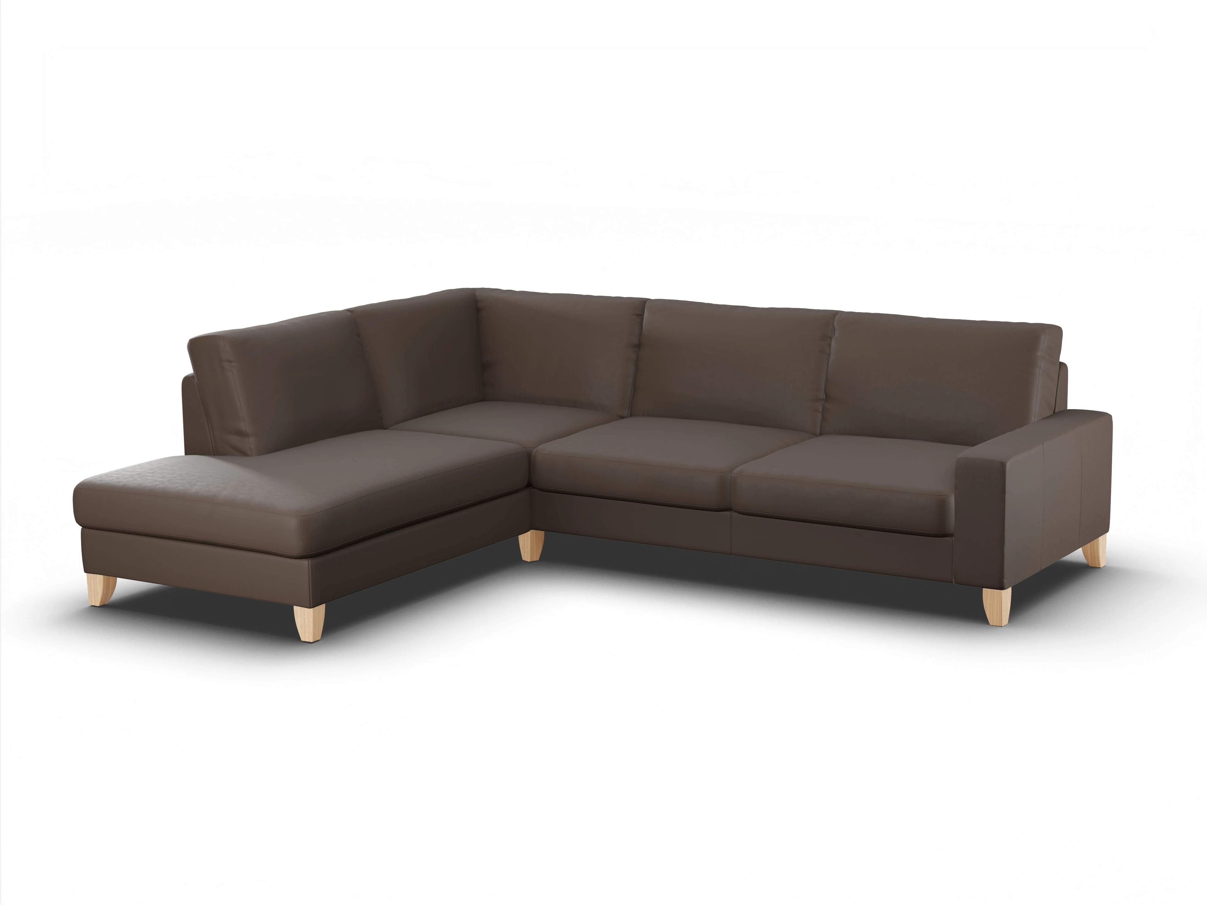 Ansicht des Produktes Casco 2.0 Ecksofa links Abschluss offen in Leder Braun