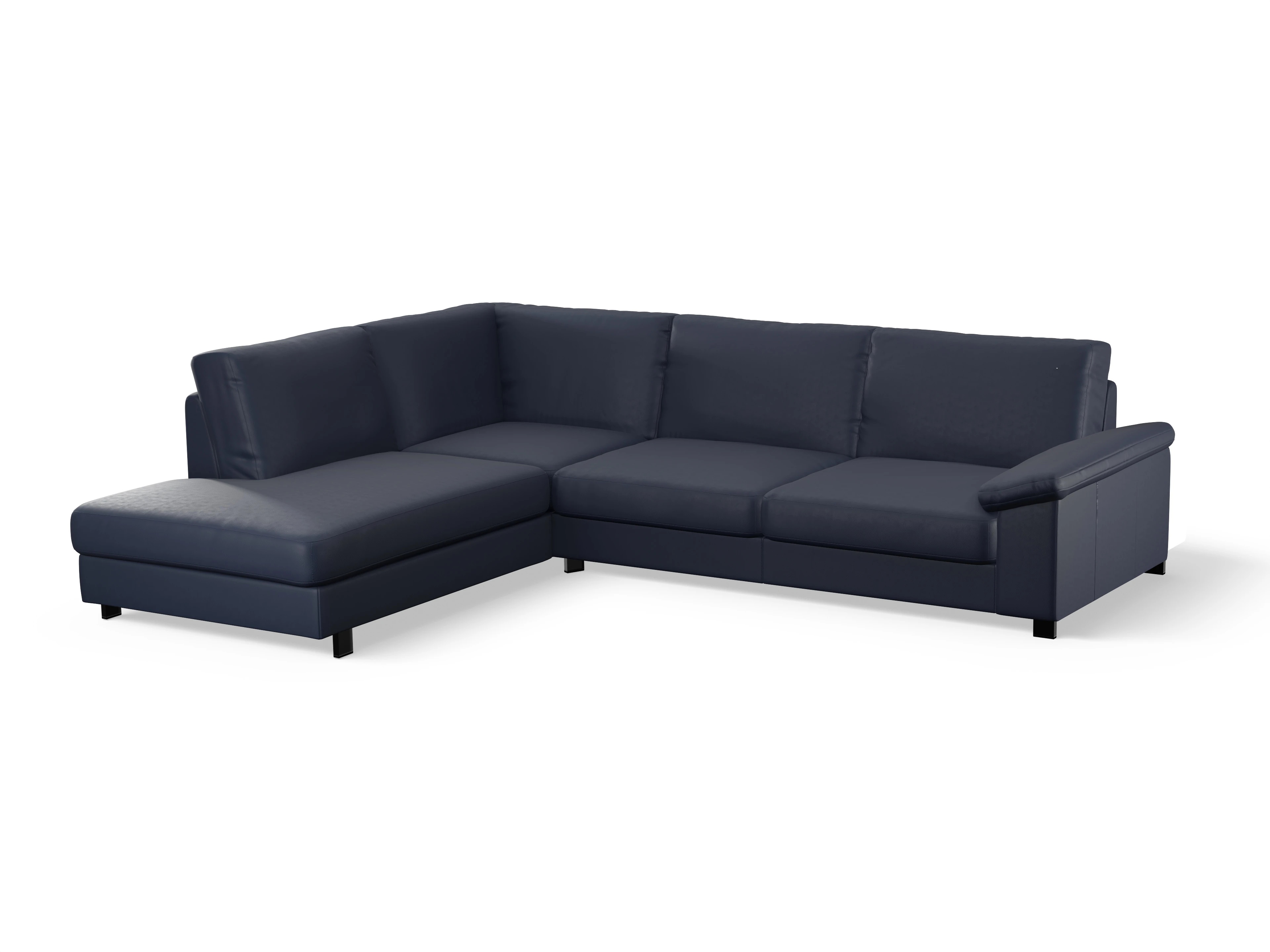 Ansicht des Produktes Casco 2.0 Ecksofa links Abschluss offen in Leder Blau