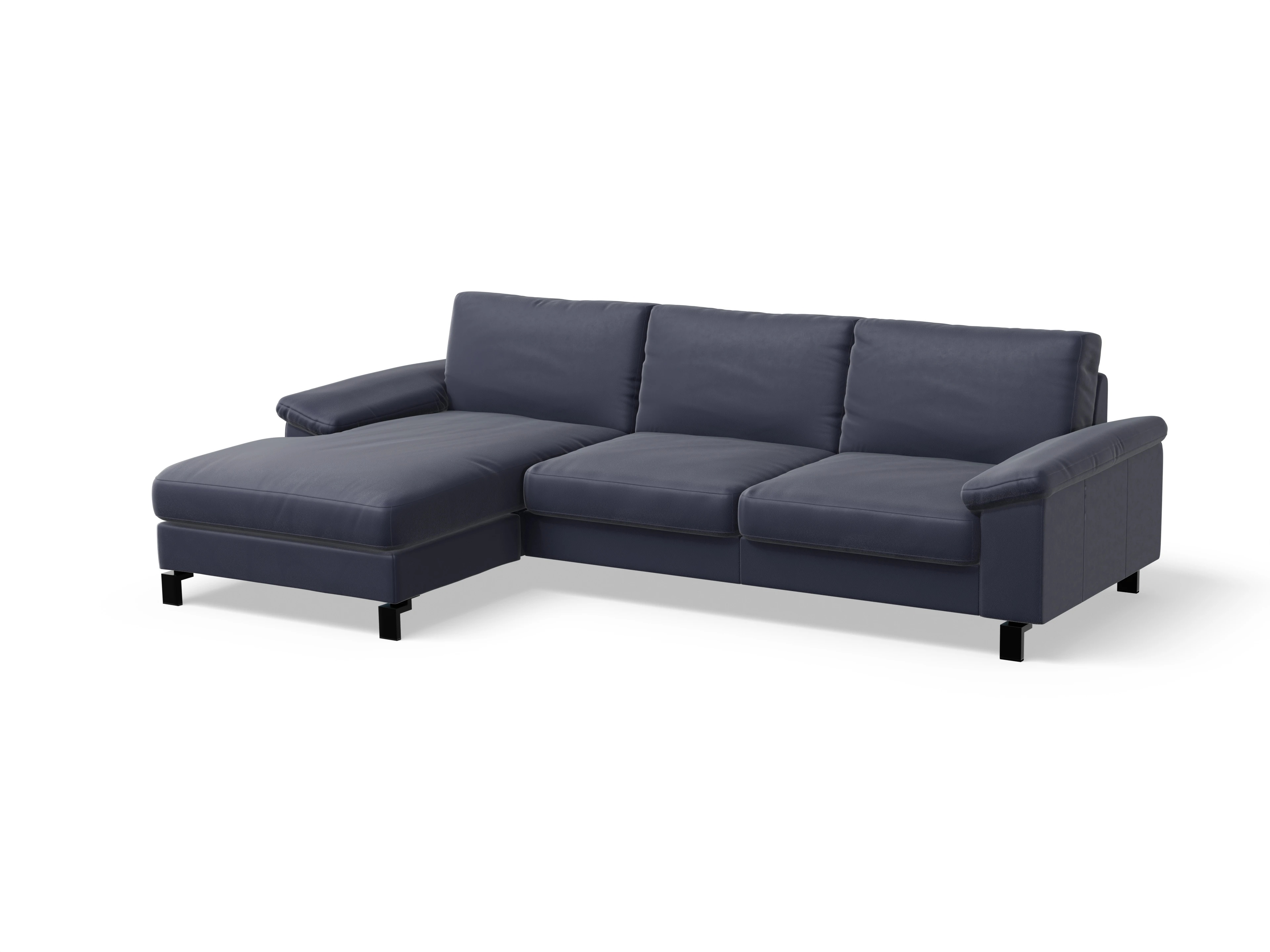 Casco Ecksofa LO Large L Ansicht des Produktes Casco 2.0 Ecksofa links Abschluss offen in Leder Blau