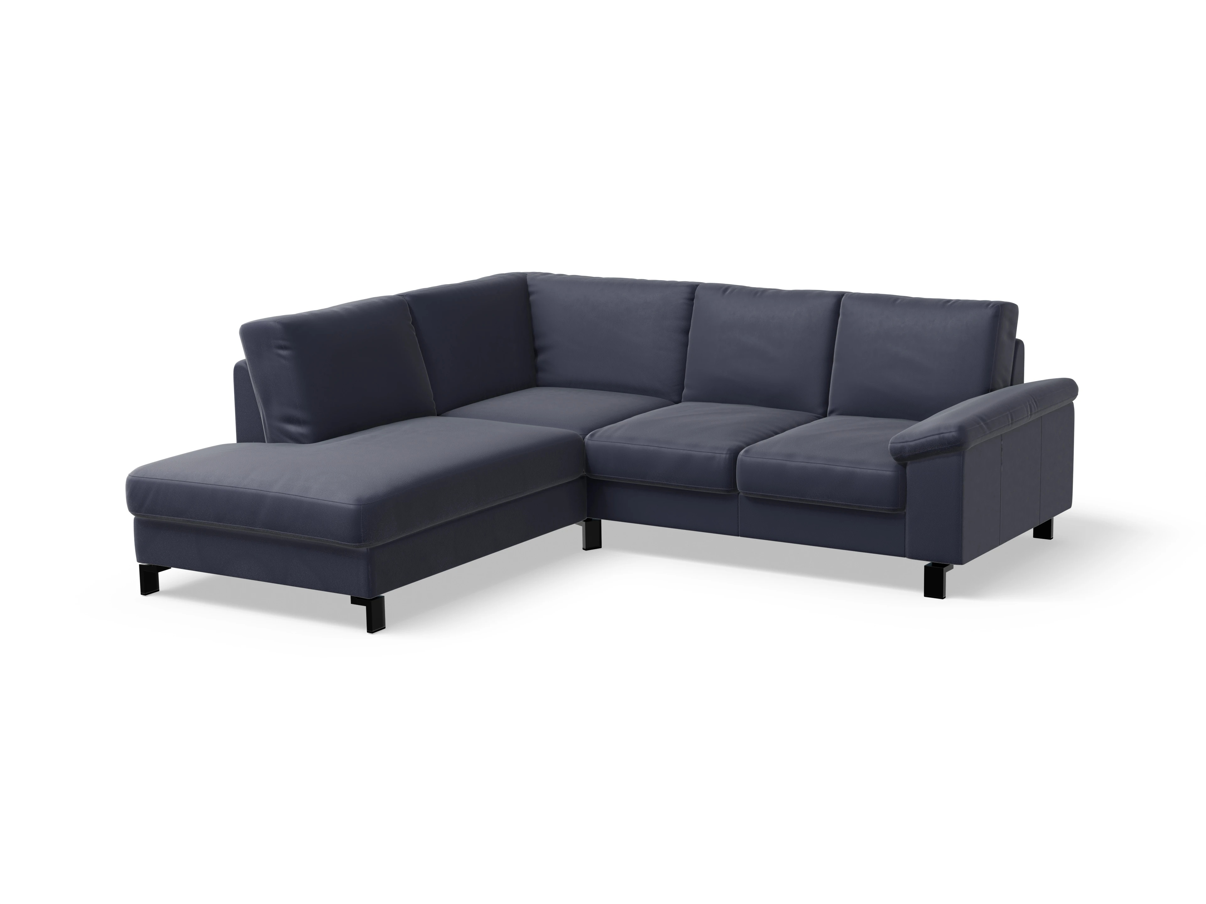 Ansicht des Produktes Casco 2.0 Ecksofa links Abschluss offen in Leder Blau