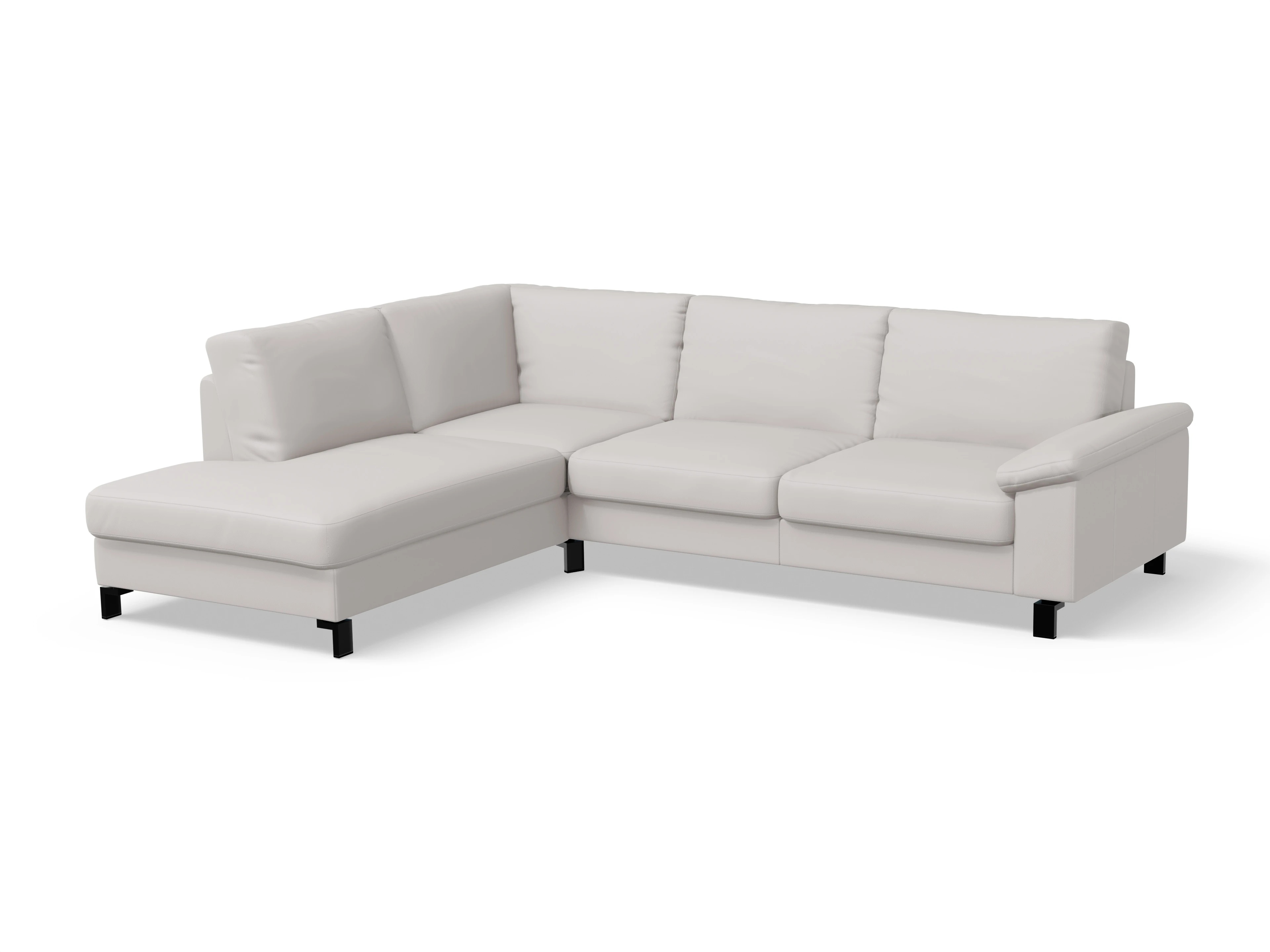 Casco Ecksofa UM Large L Ansicht des Produktes Casco 2.0 Ecksofa links Abschluss offen in Leder Grau