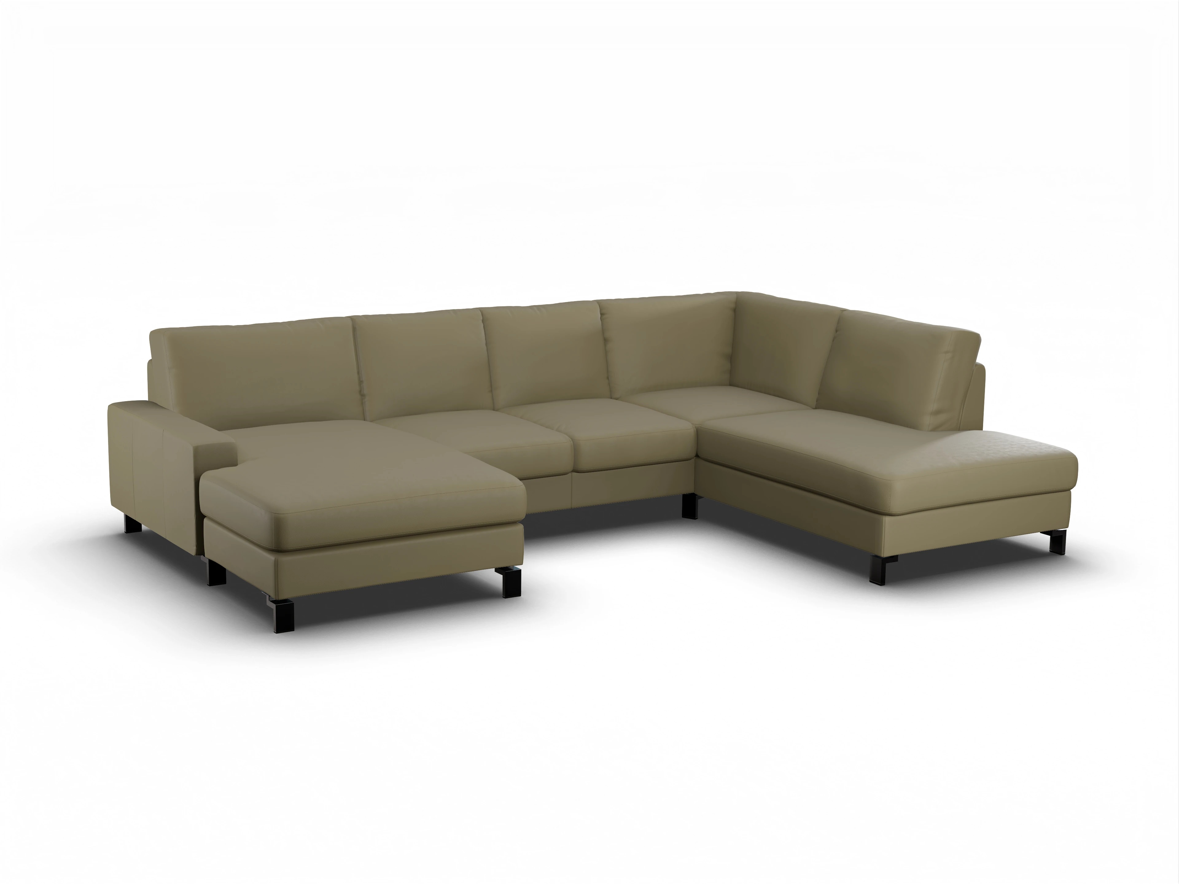 Ansicht des Produktes Casco 2.0 Wohnlandschaft offen beidseitig in Leder Braun