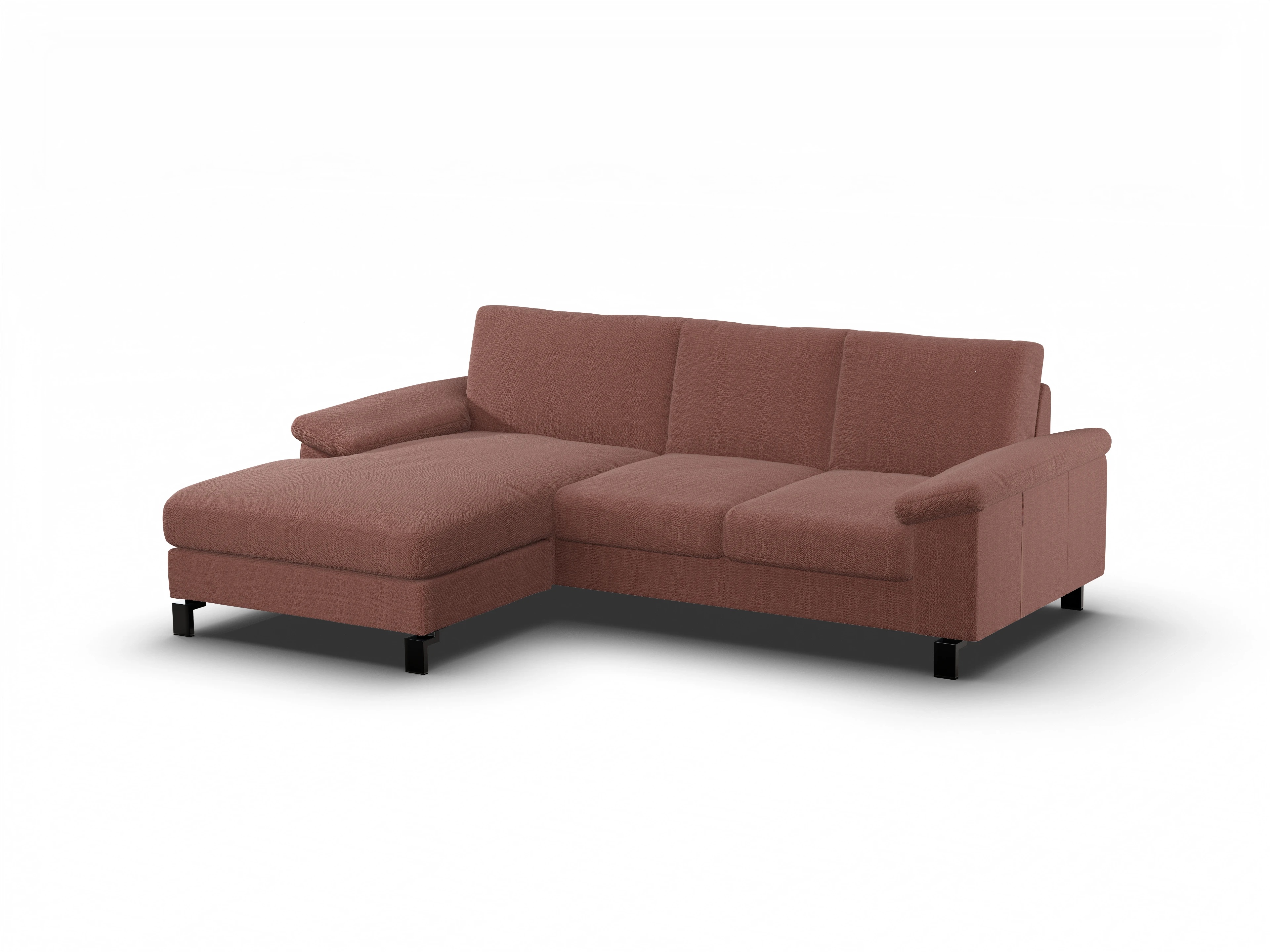 Ansicht des Produktes Casco 2.0 Ecksofa links Abschluss offen in Stoff Rosa
