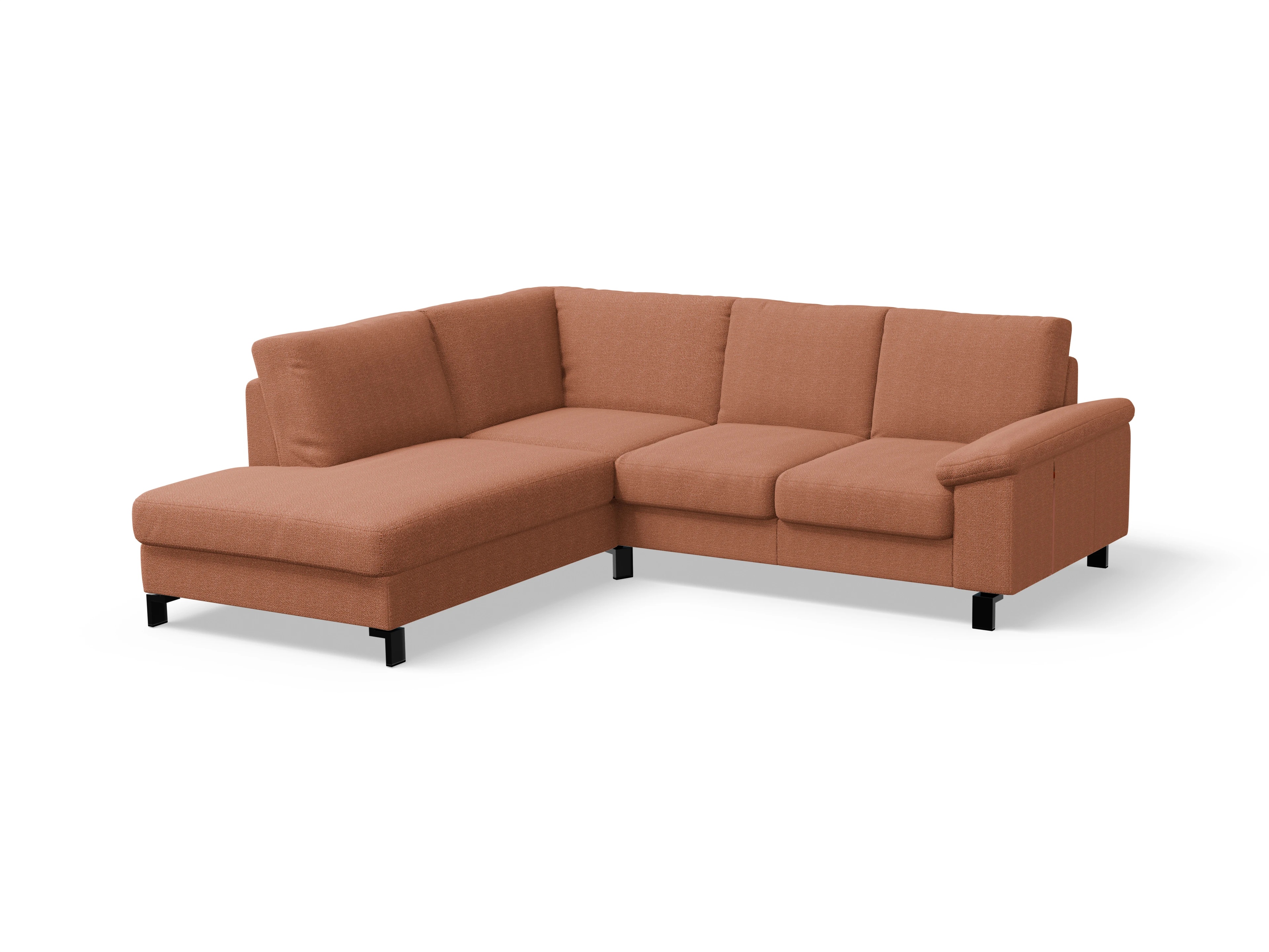 Ansicht des Produktes Casco 2.0 Ecksofa links Abschluss offen in Stoff Orange