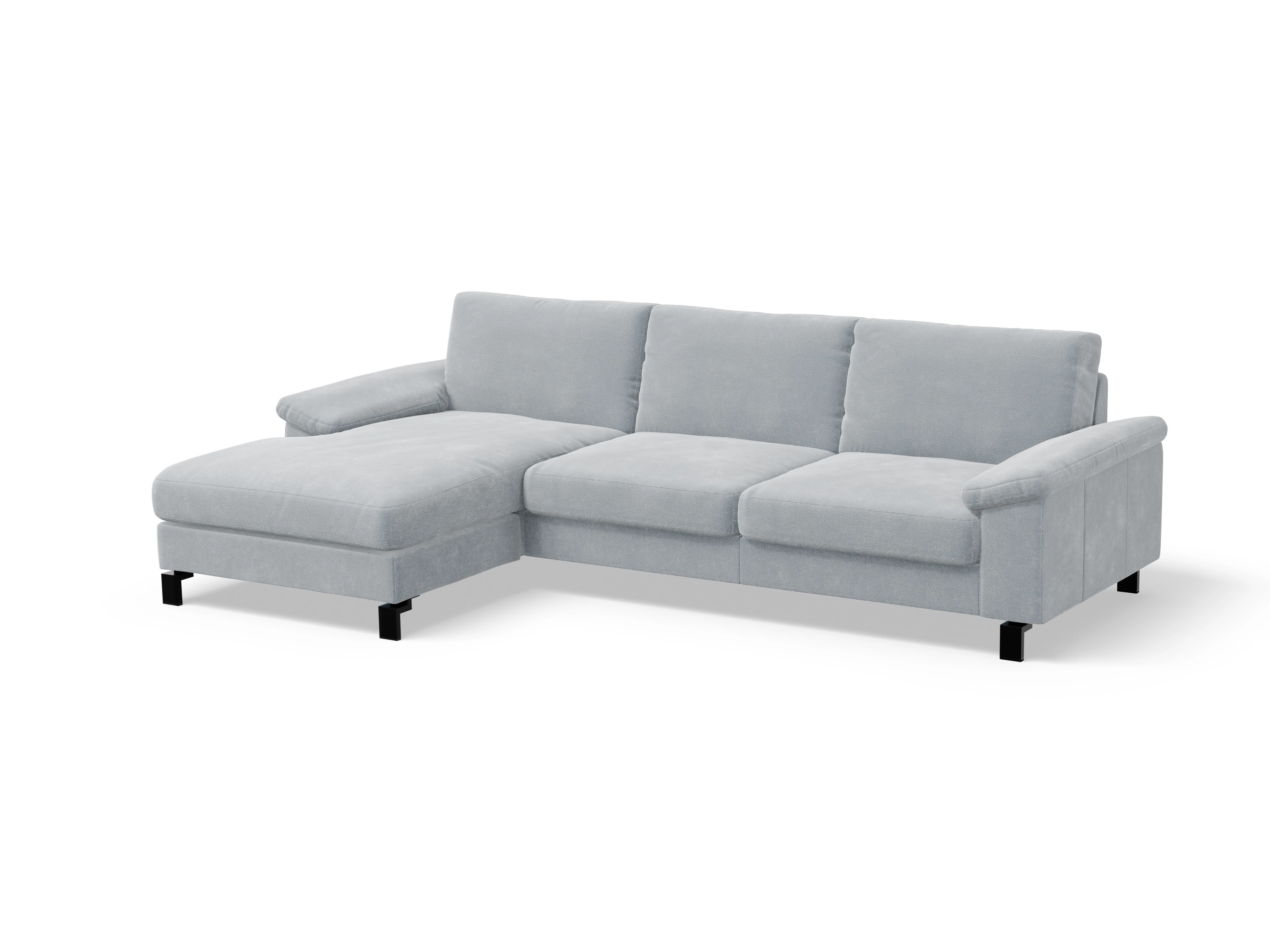 Casco Ecksofa LO Large L Ansicht des Produktes Casco 2.0 Ecksofa links Abschluss offen in Stoff Blau