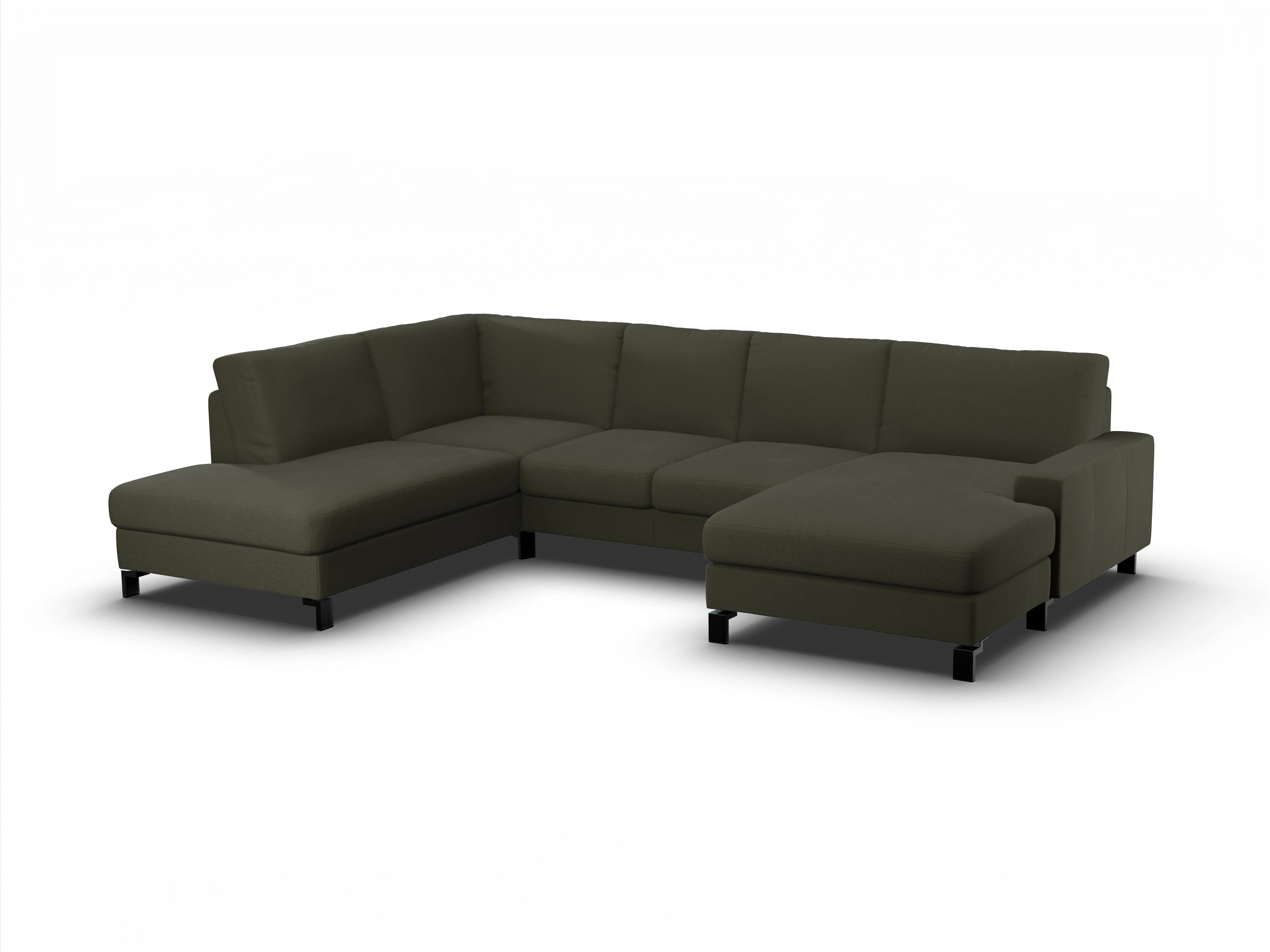 Ansicht des Produktes Casco 2.0 Wohnlandschaft offen beidseitig in Stoff Grün