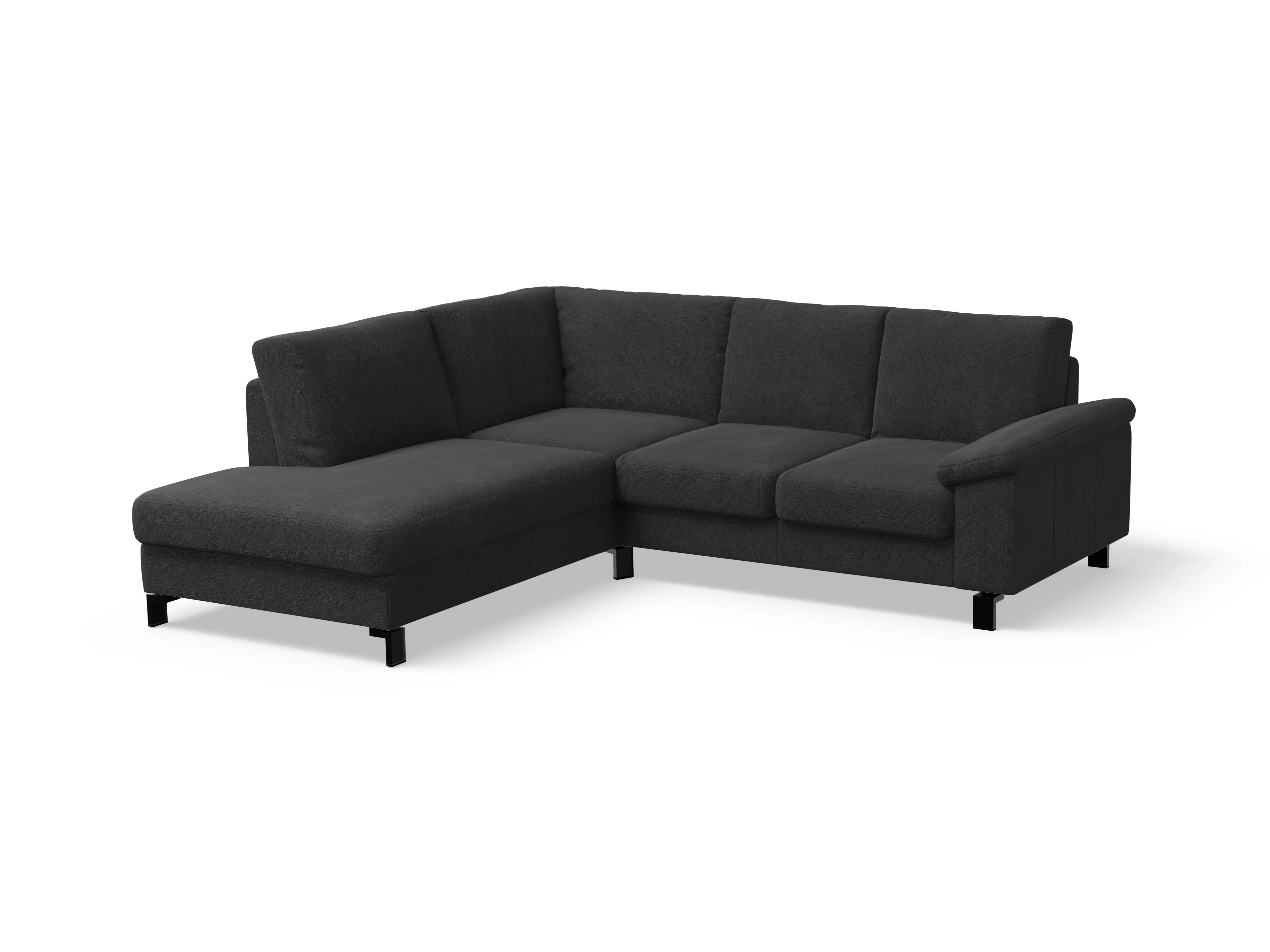Ansicht des Produktes Casco 2.0 Ecksofa links Abschluss offen in Stoff Schwarz