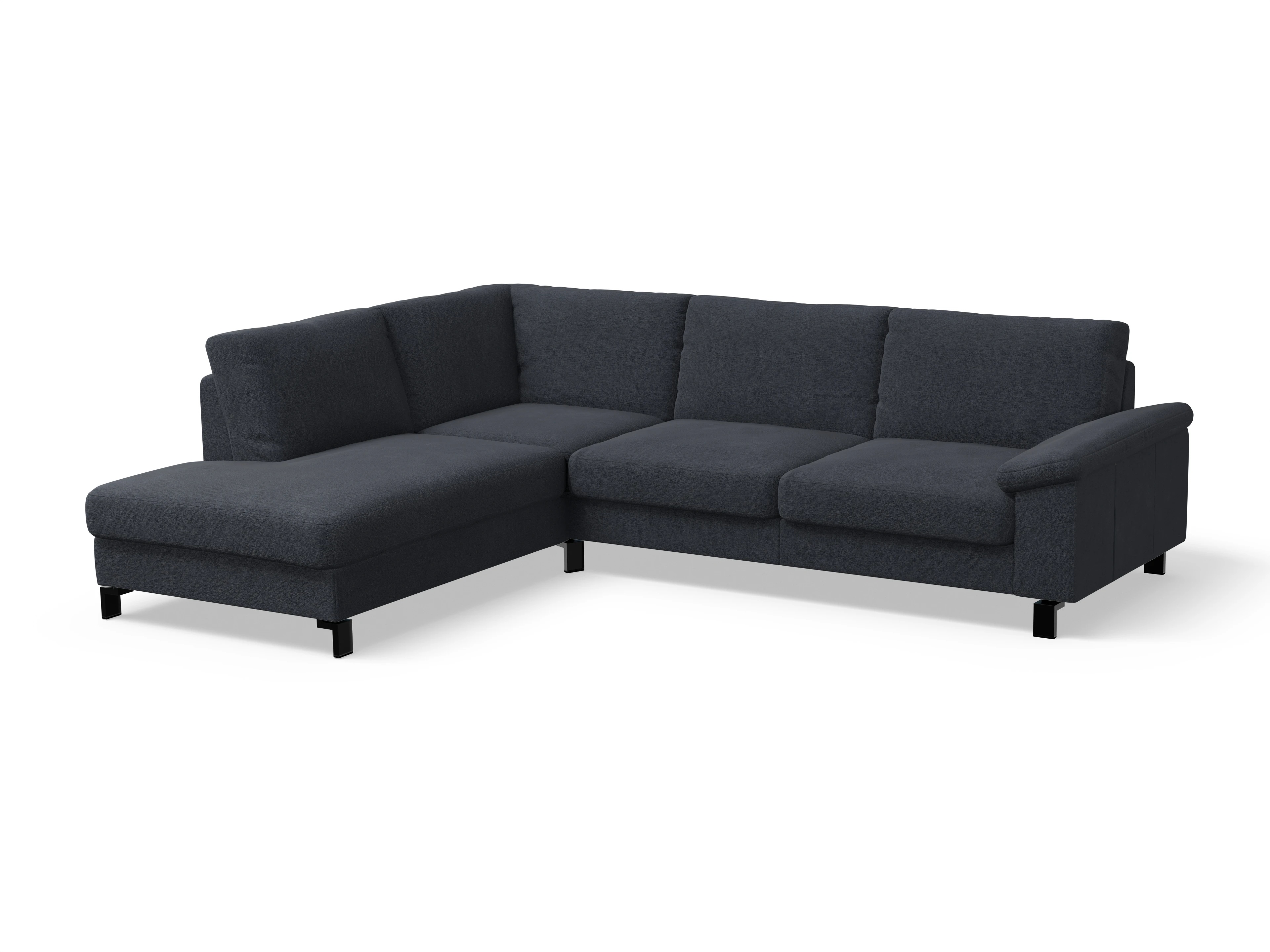 Casco Ecksofa UM Large L Ansicht des Produktes Casco 2.0 Ecksofa links Abschluss offen in Stoff Blau