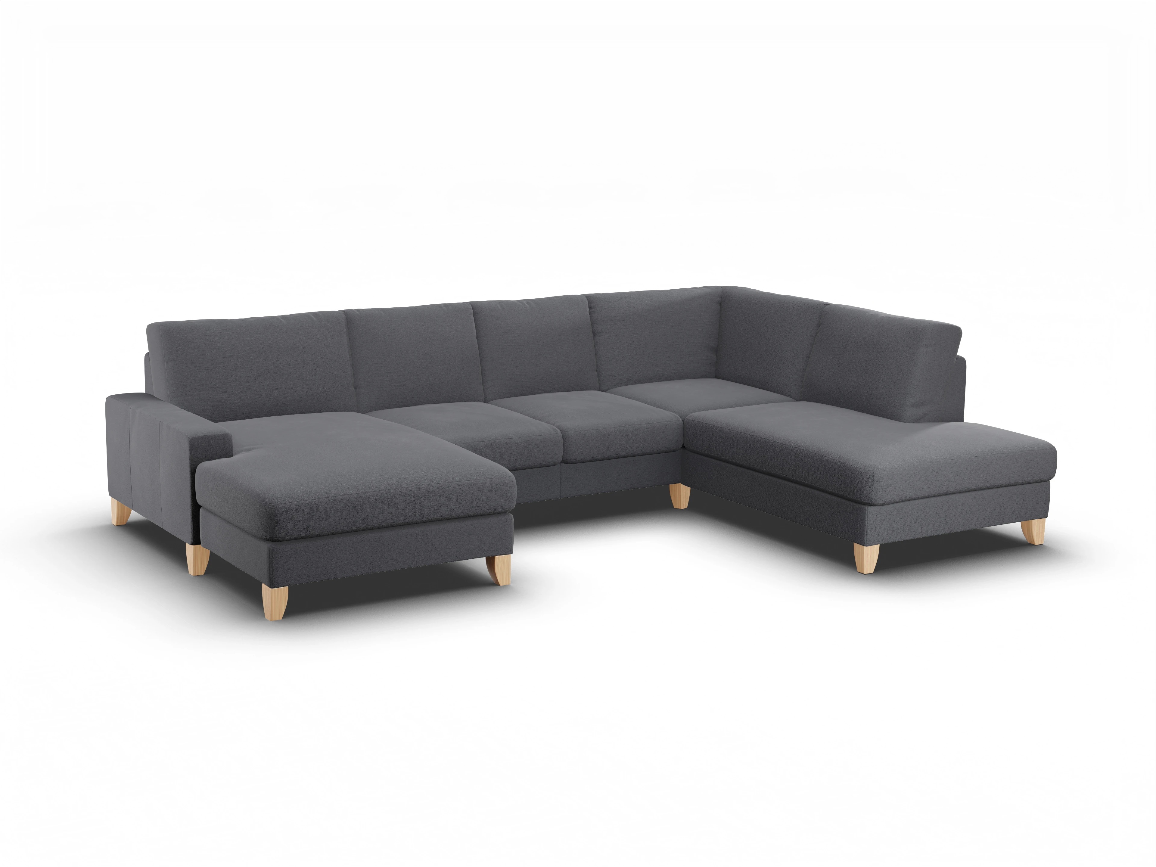 Ansicht des Produktes Casco 2.0 Wohnlandschaft offen beidseitig in Stoff Grau