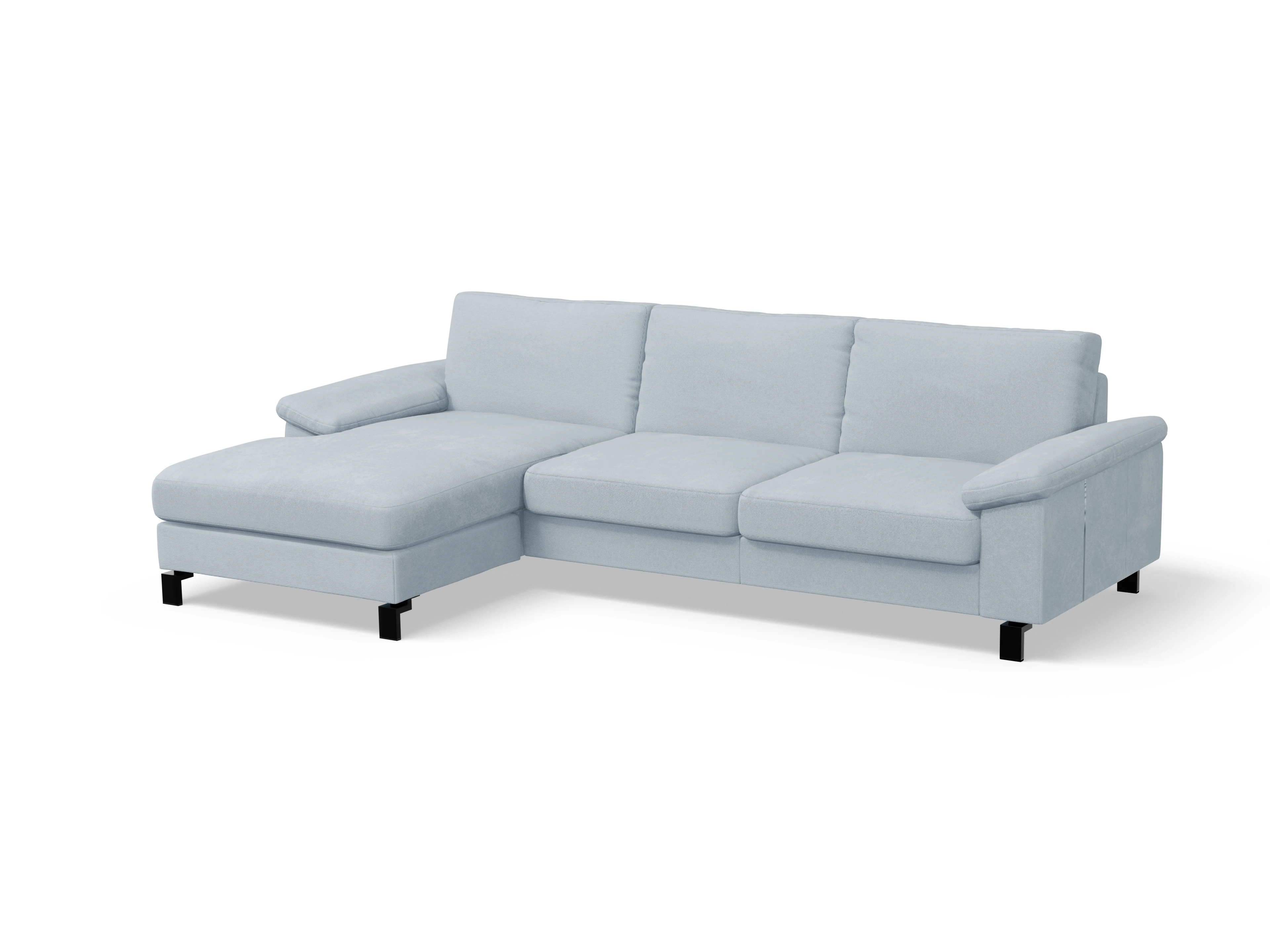 Casco Ecksofa LO Large L Ansicht des Produktes Casco 2.0 Ecksofa links Abschluss offen in Stoff Blau