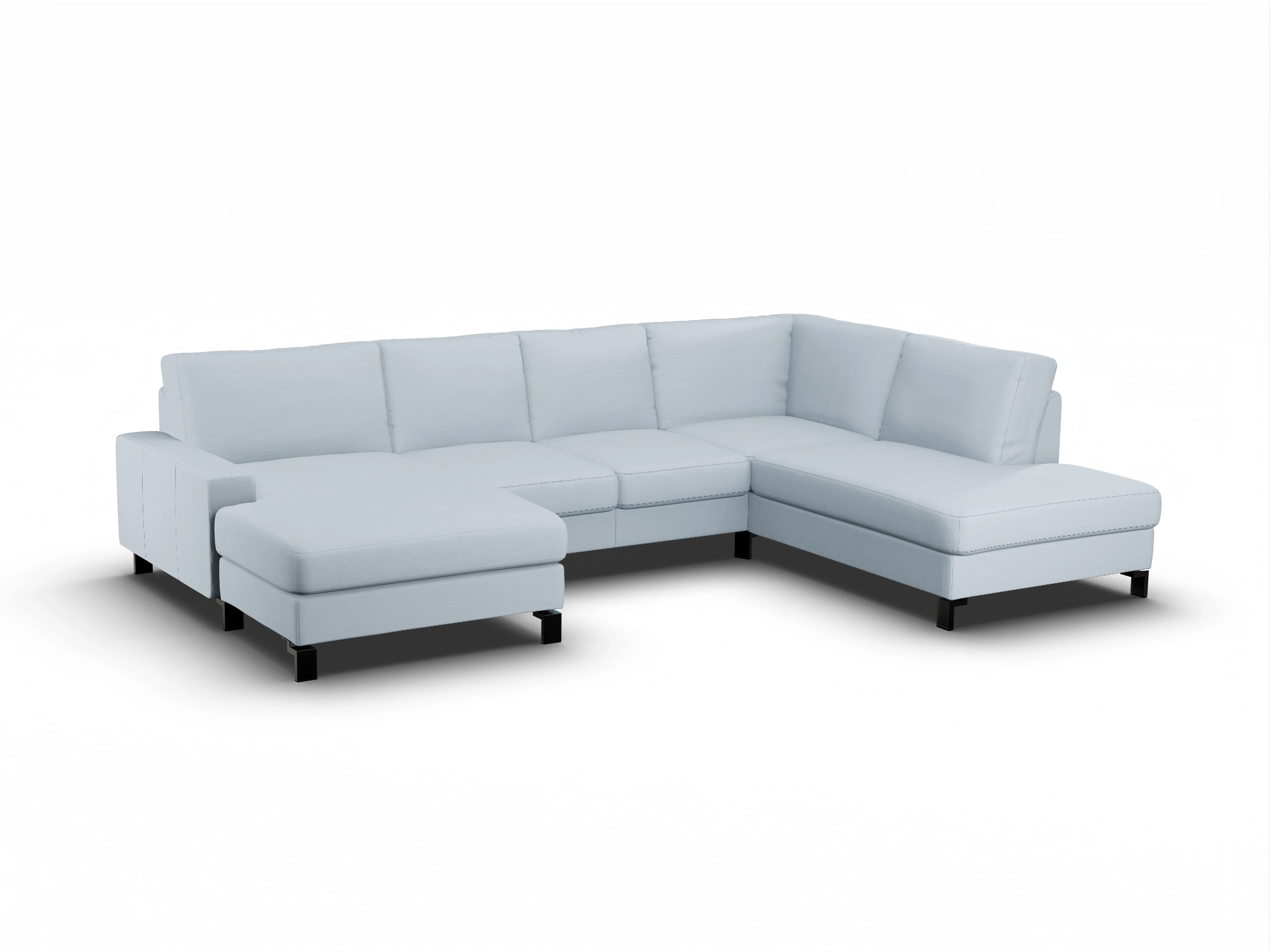 Ansicht des Produktes Casco 2.0 Wohnlandschaft offen beidseitig in Stoff Blau