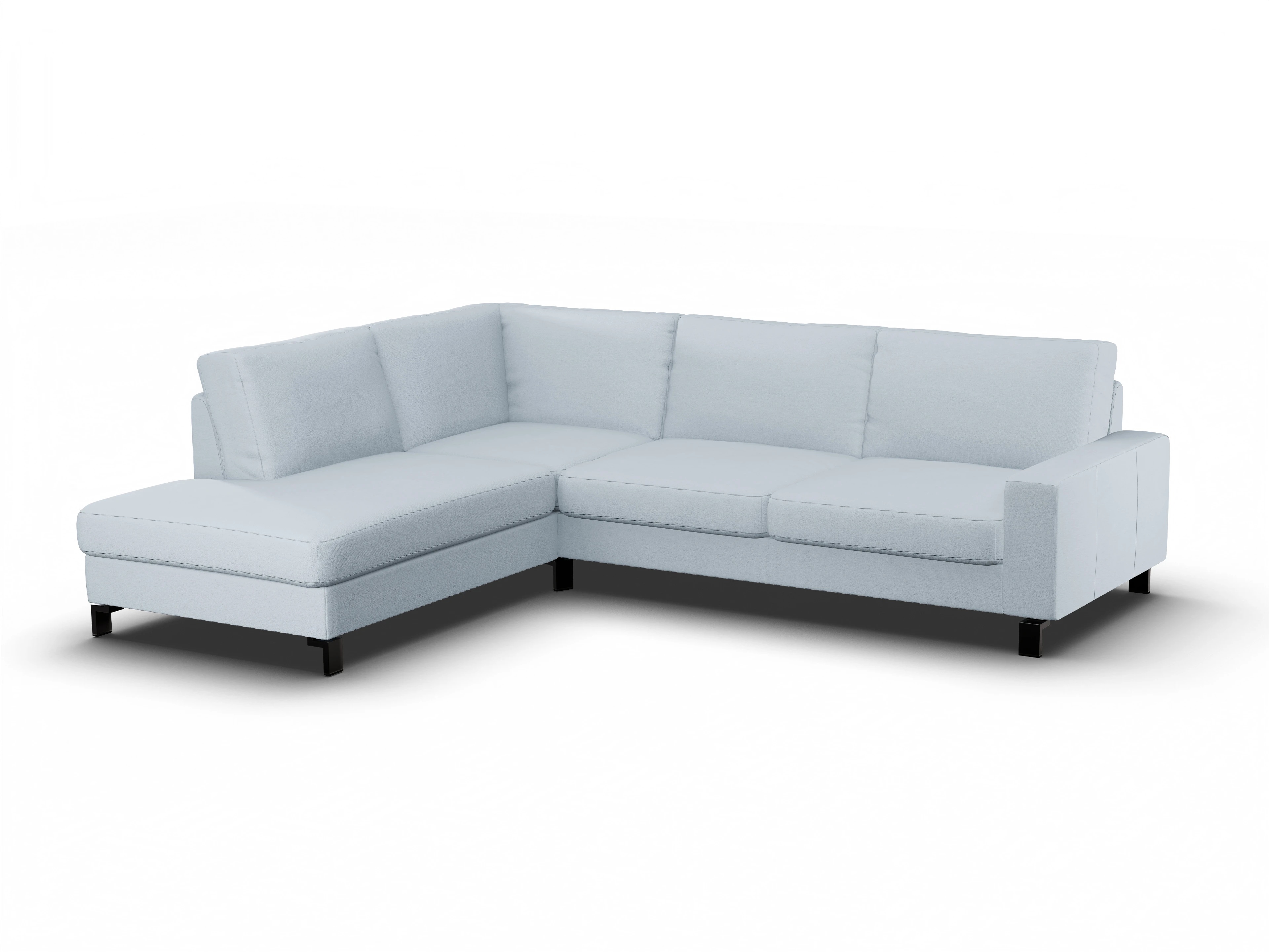 Ansicht des Produktes Casco 2.0 Ecksofa links Abschluss offen in Stoff Blau