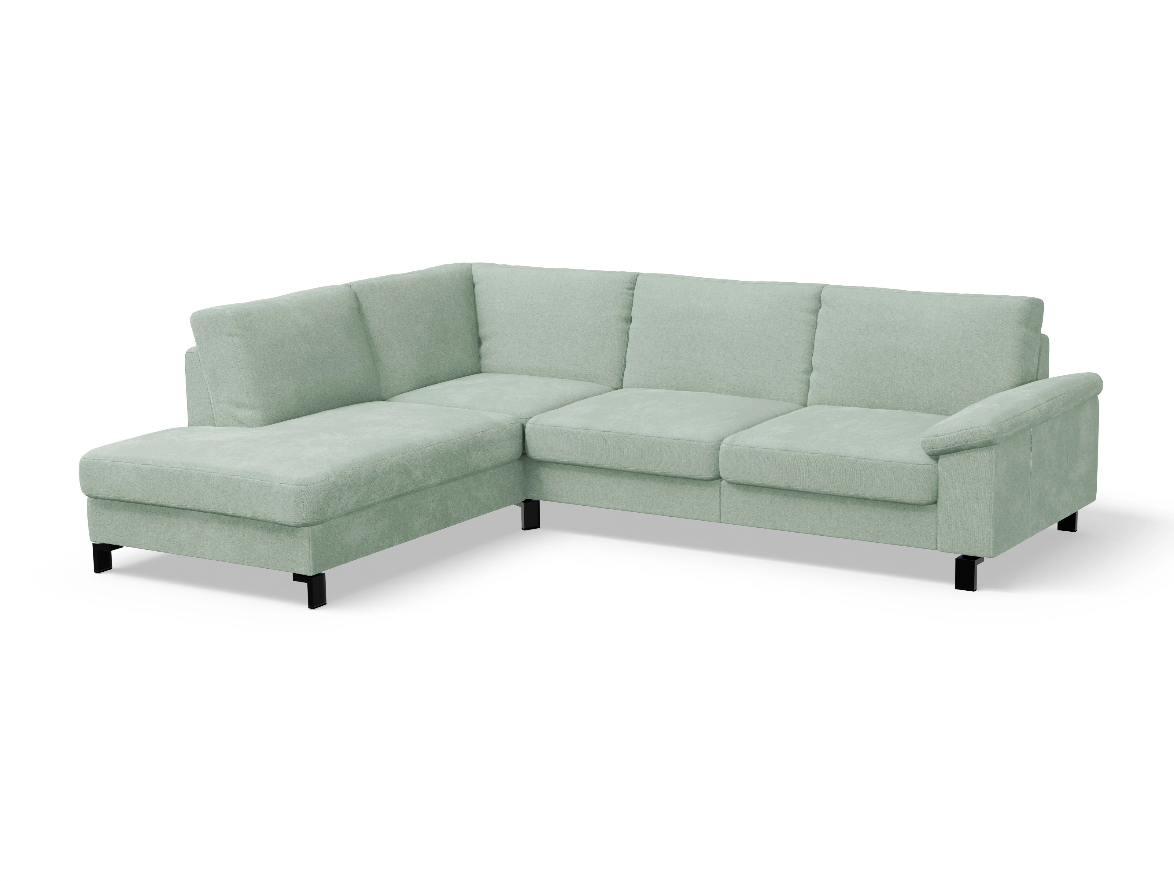 Casco Ecksofa UM Large L Ansicht des Produktes Casco 2.0 Ecksofa links Abschluss offen in Stoff Grün
