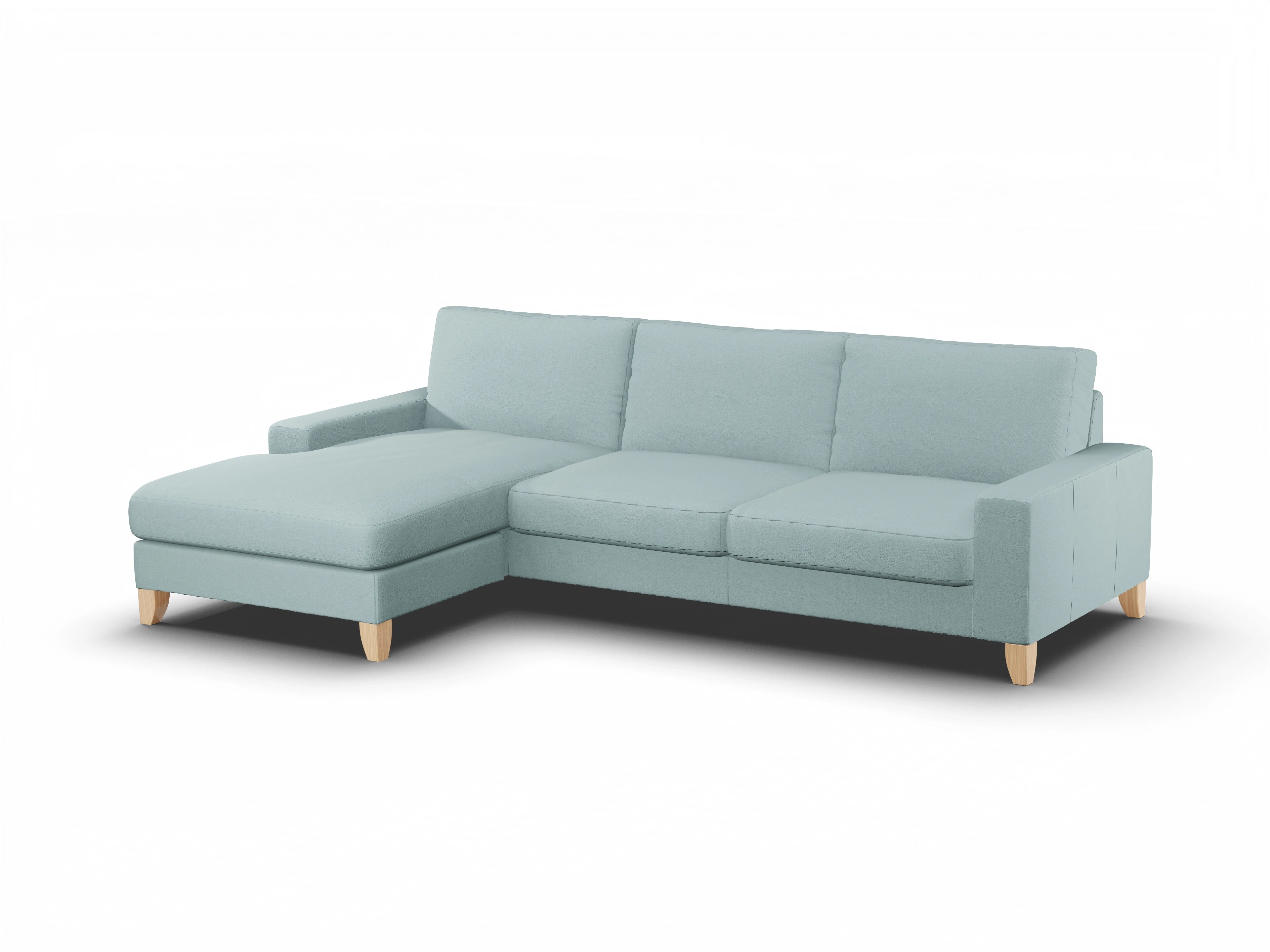 Ansicht des Produktes Casco 2.0 Ecksofa links Abschluss offen in Stoff Blau