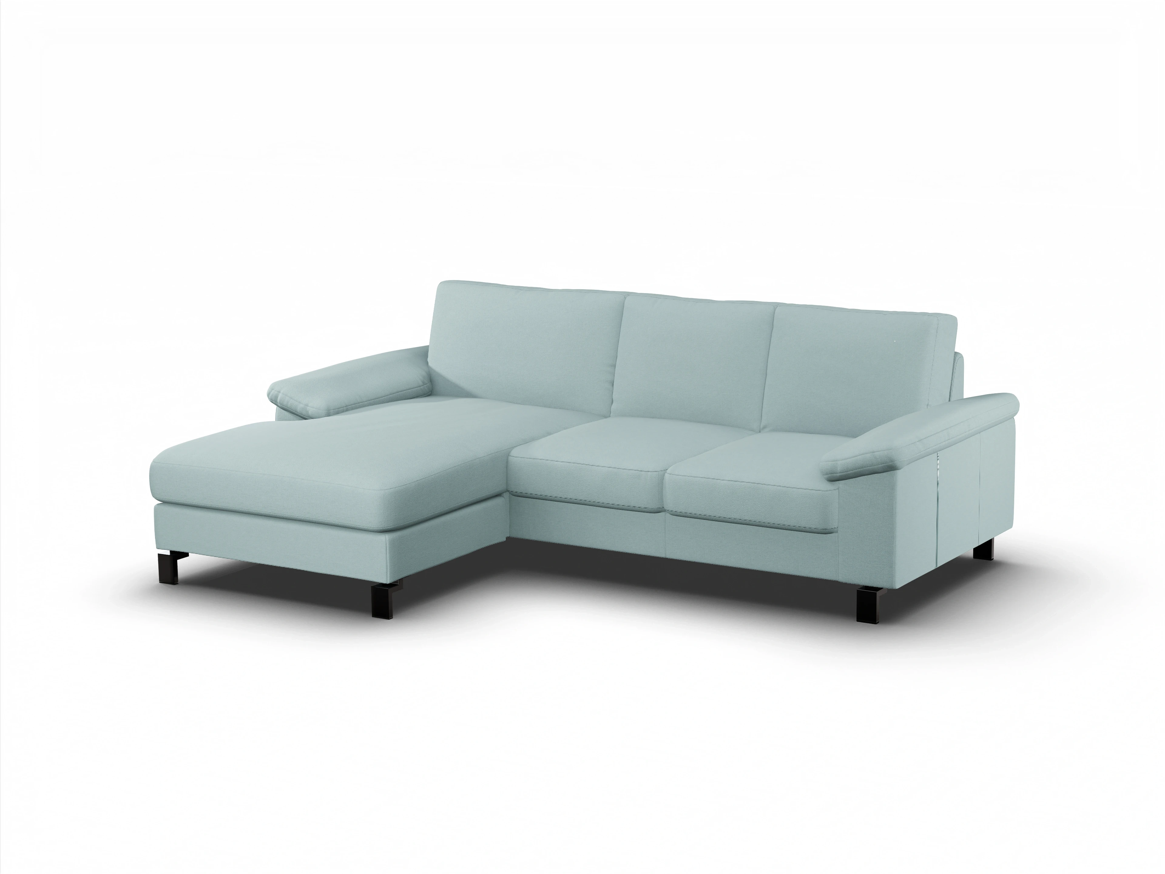 Ansicht des Produktes Casco 2.0 Ecksofa links Abschluss offen in Stoff Blau