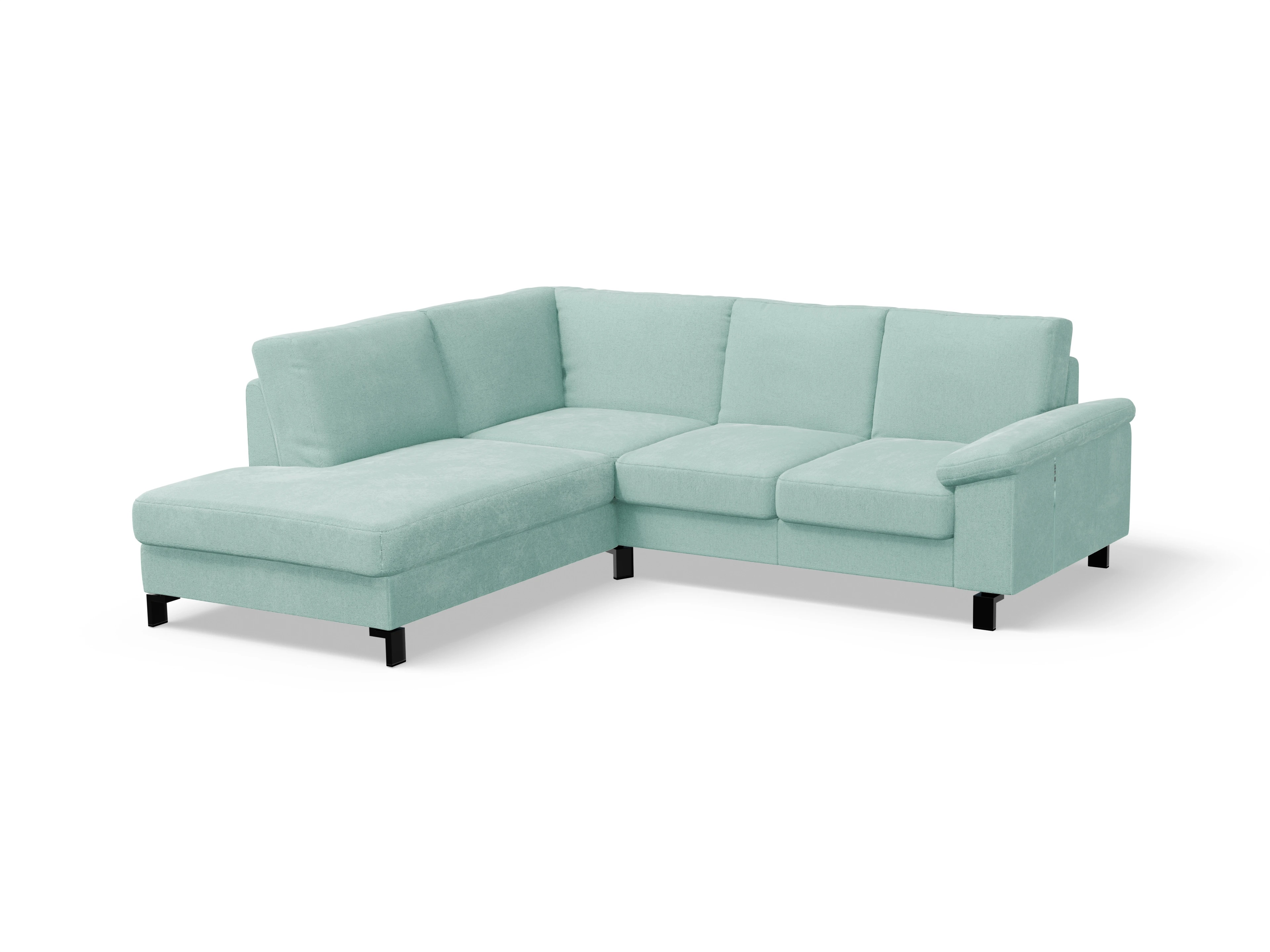Ansicht des Produktes Casco 2.0 Ecksofa links Abschluss offen in Stoff Blau