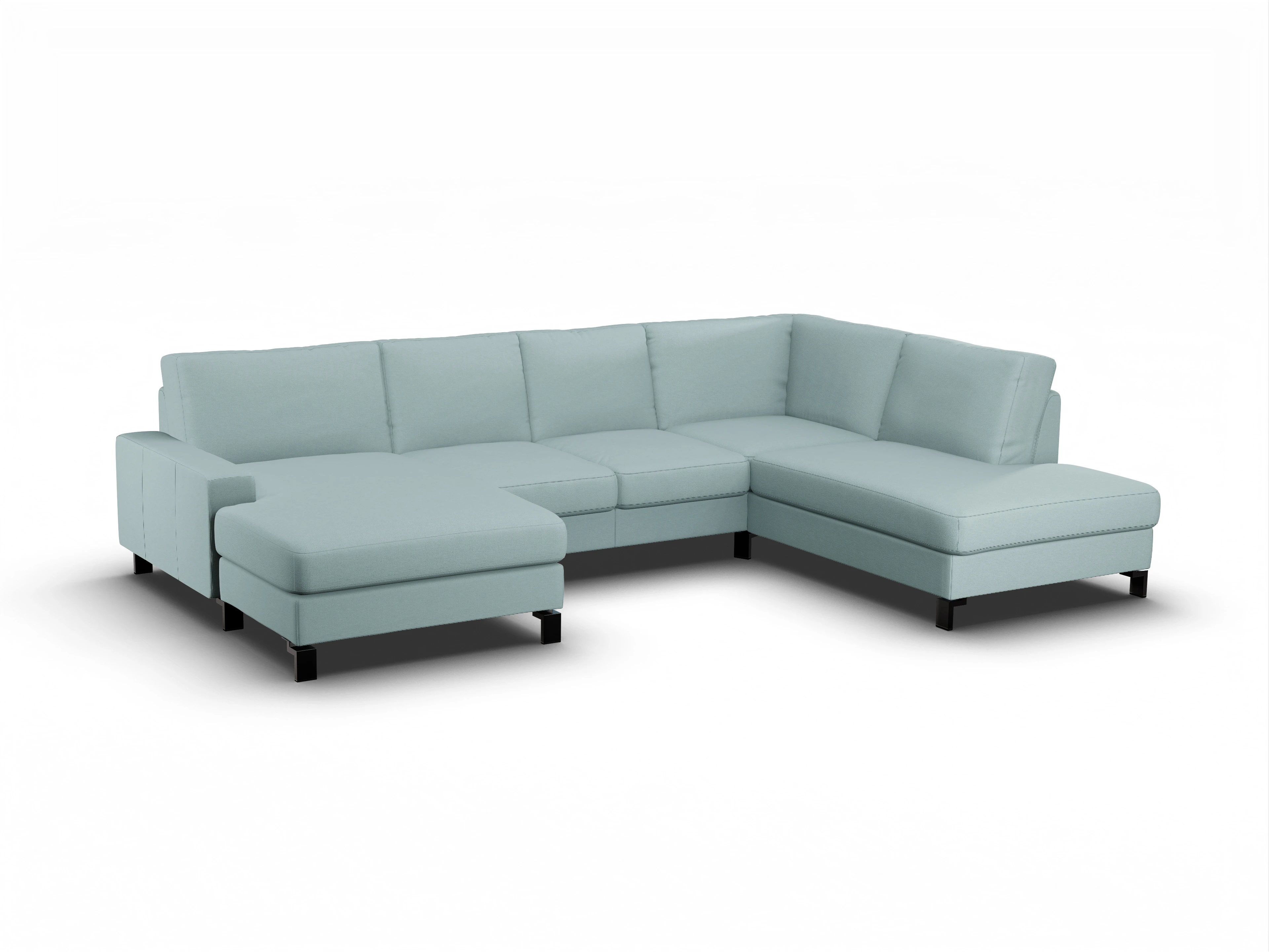 Ansicht des Produktes Casco 2.0 Wohnlandschaft offen beidseitig in Stoff Blau