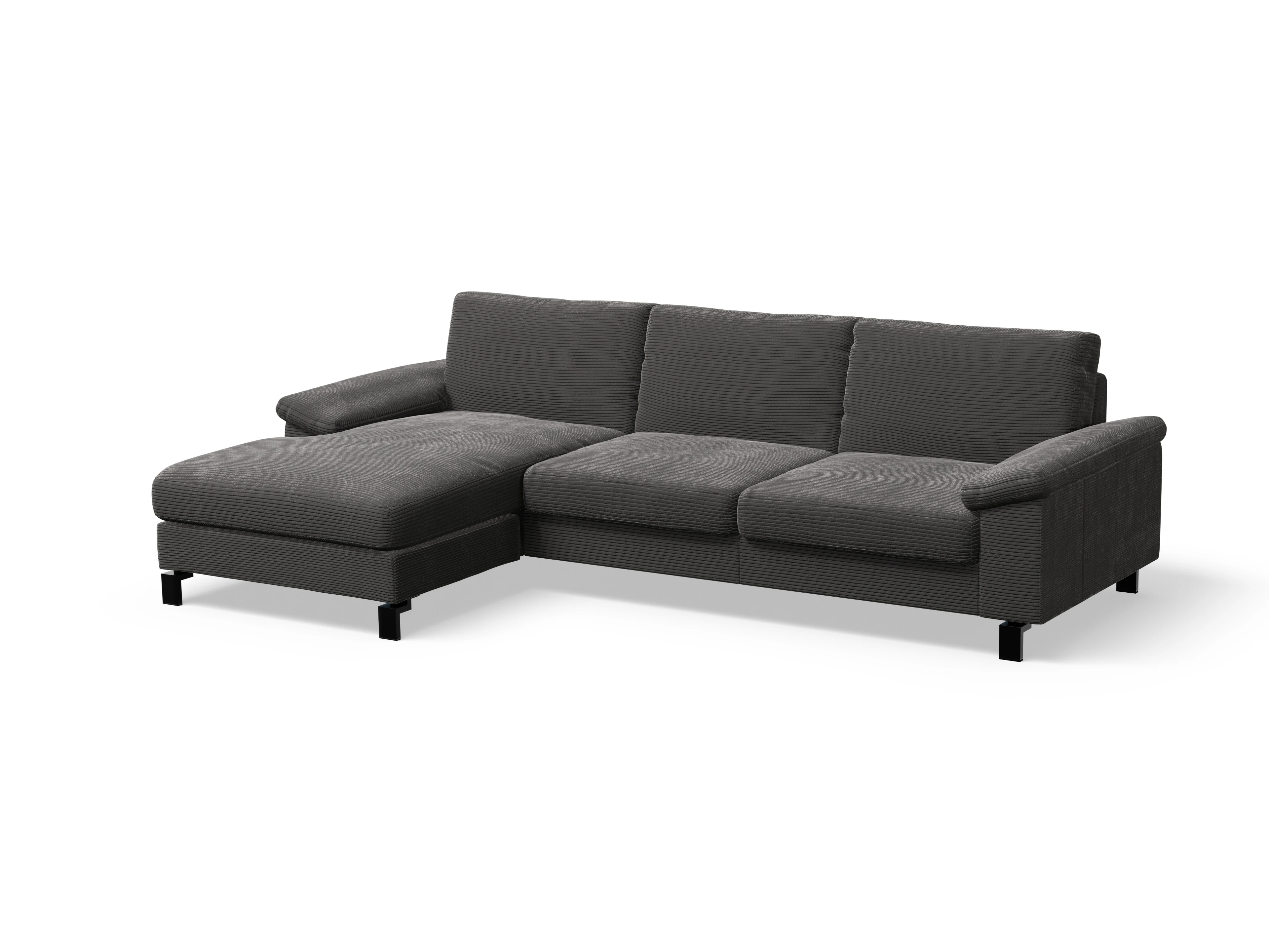 Casco Ecksofa LO Large L Ansicht des Produktes Casco 2.0 Ecksofa links Abschluss offen in Stoff Grau