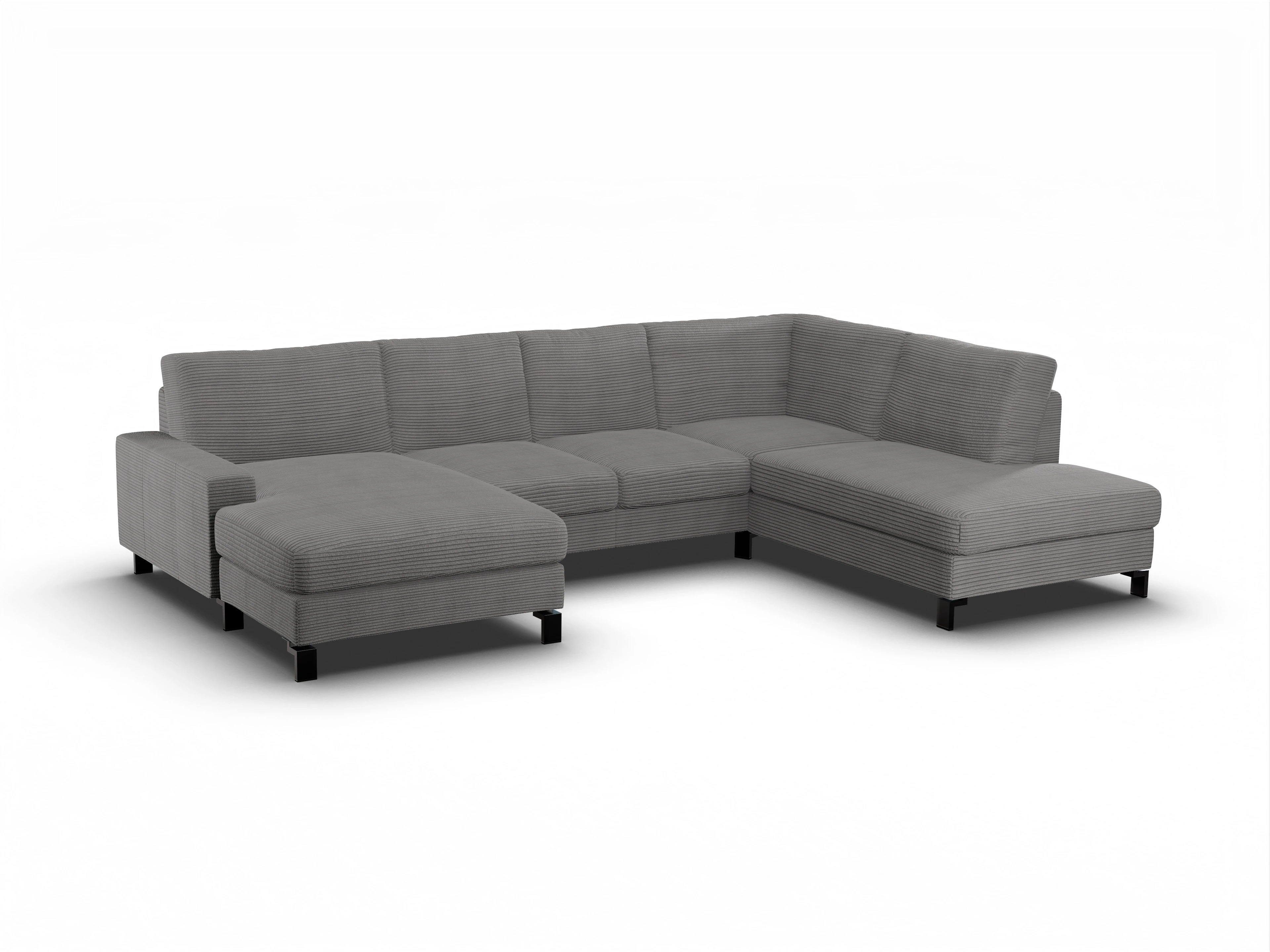 Ansicht des Produktes Casco 2.0 Wohnlandschaft offen beidseitig in Stoff Grau