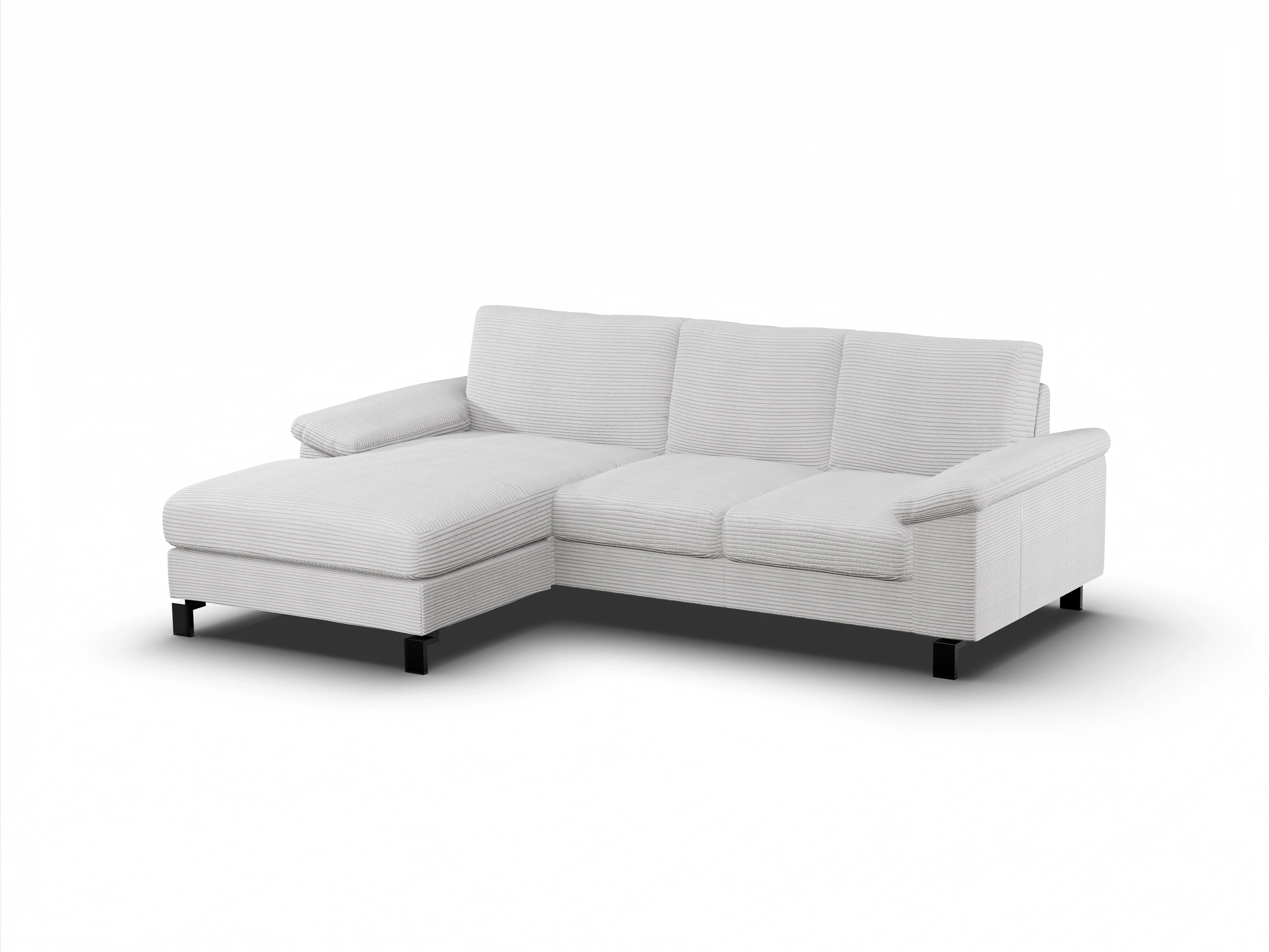 Casco Ecksofa LO Medium L Ansicht des Produktes Casco 2.0 Ecksofa links Abschluss offen in Stoff Grau