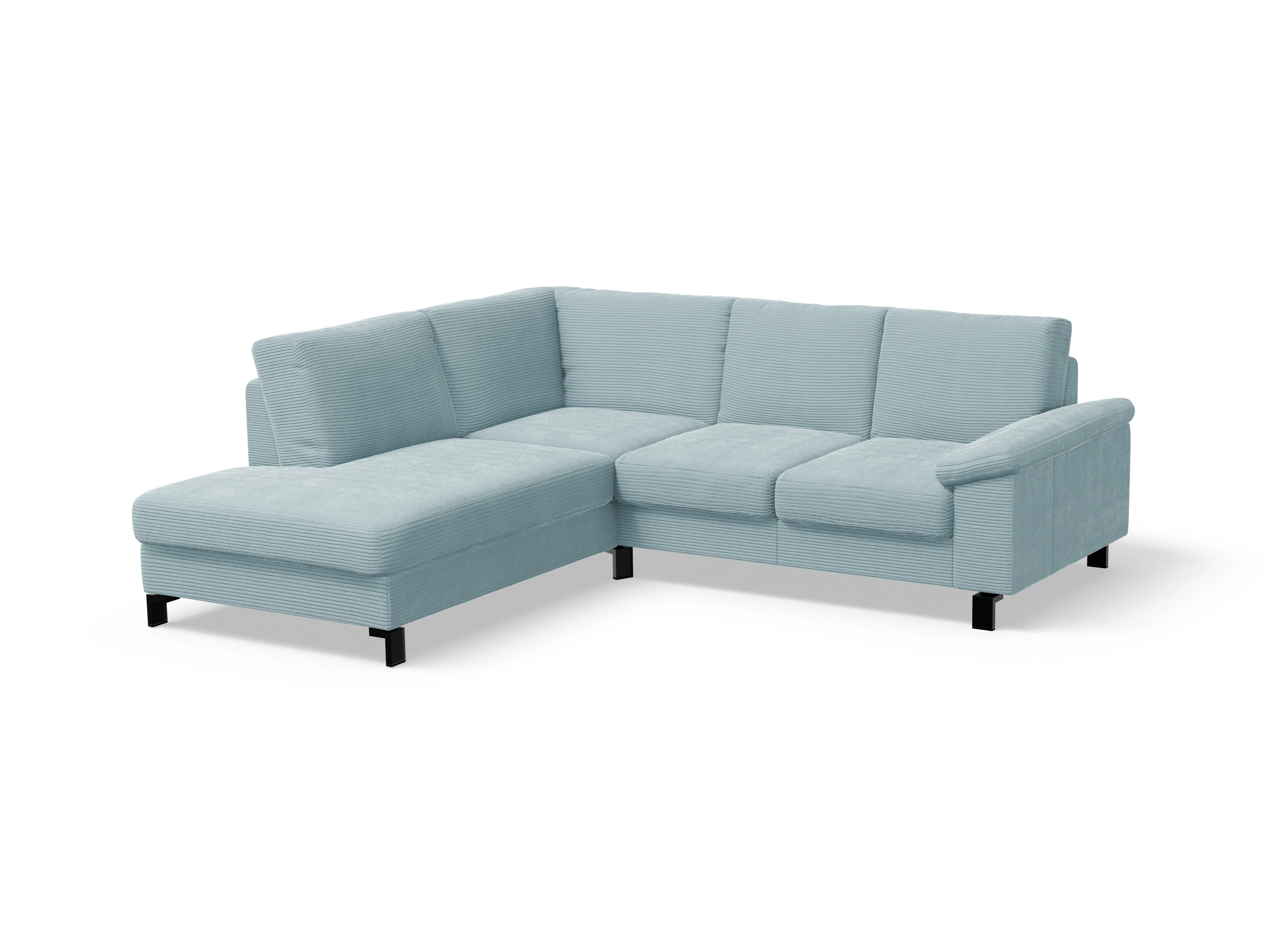 Ansicht des Produktes Casco 2.0 Ecksofa links Abschluss offen in Stoff Blau