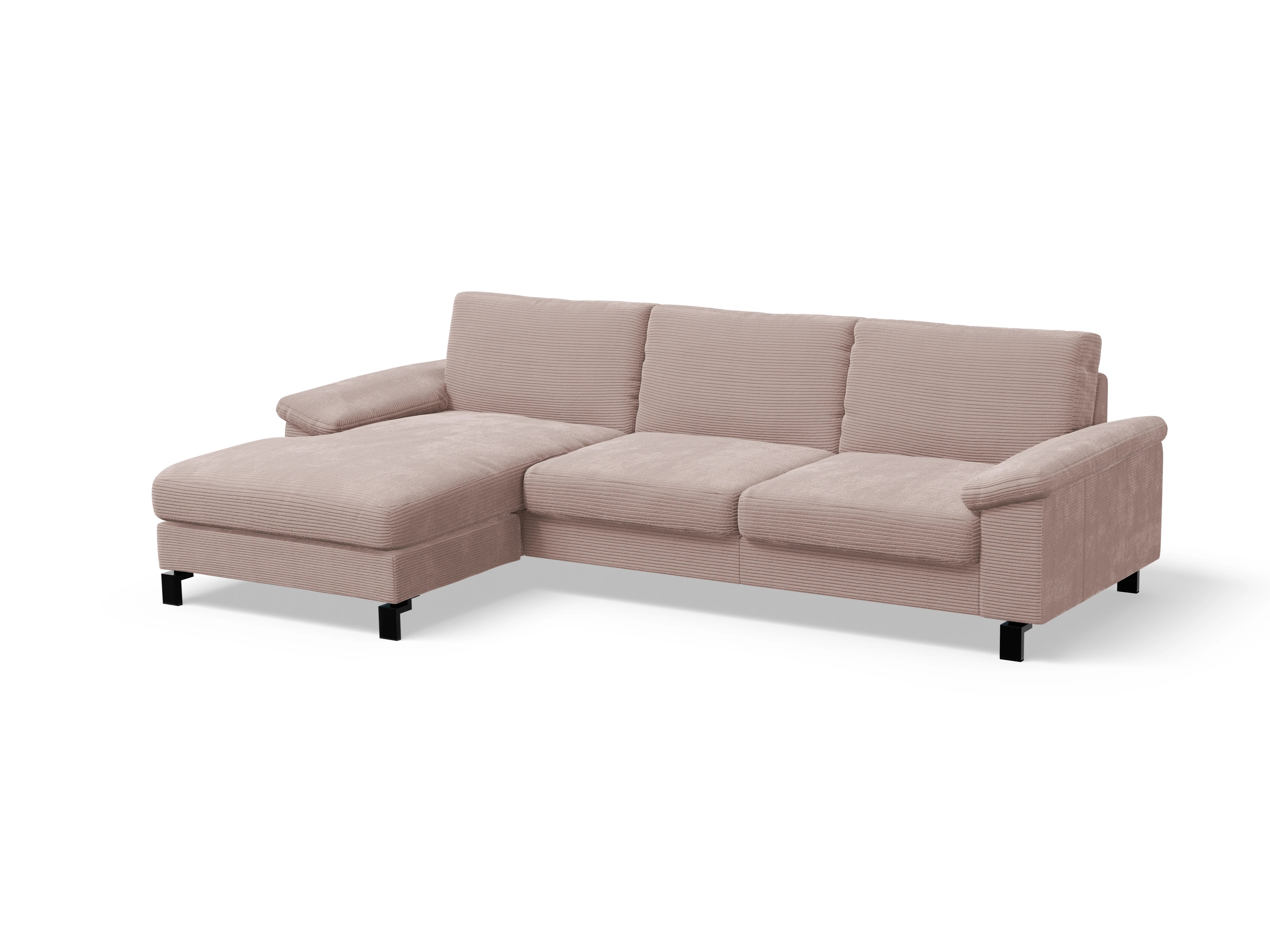Casco Ecksofa LO Large L Ansicht des Produktes Casco 2.0 Ecksofa links Abschluss offen in Stoff Rosa