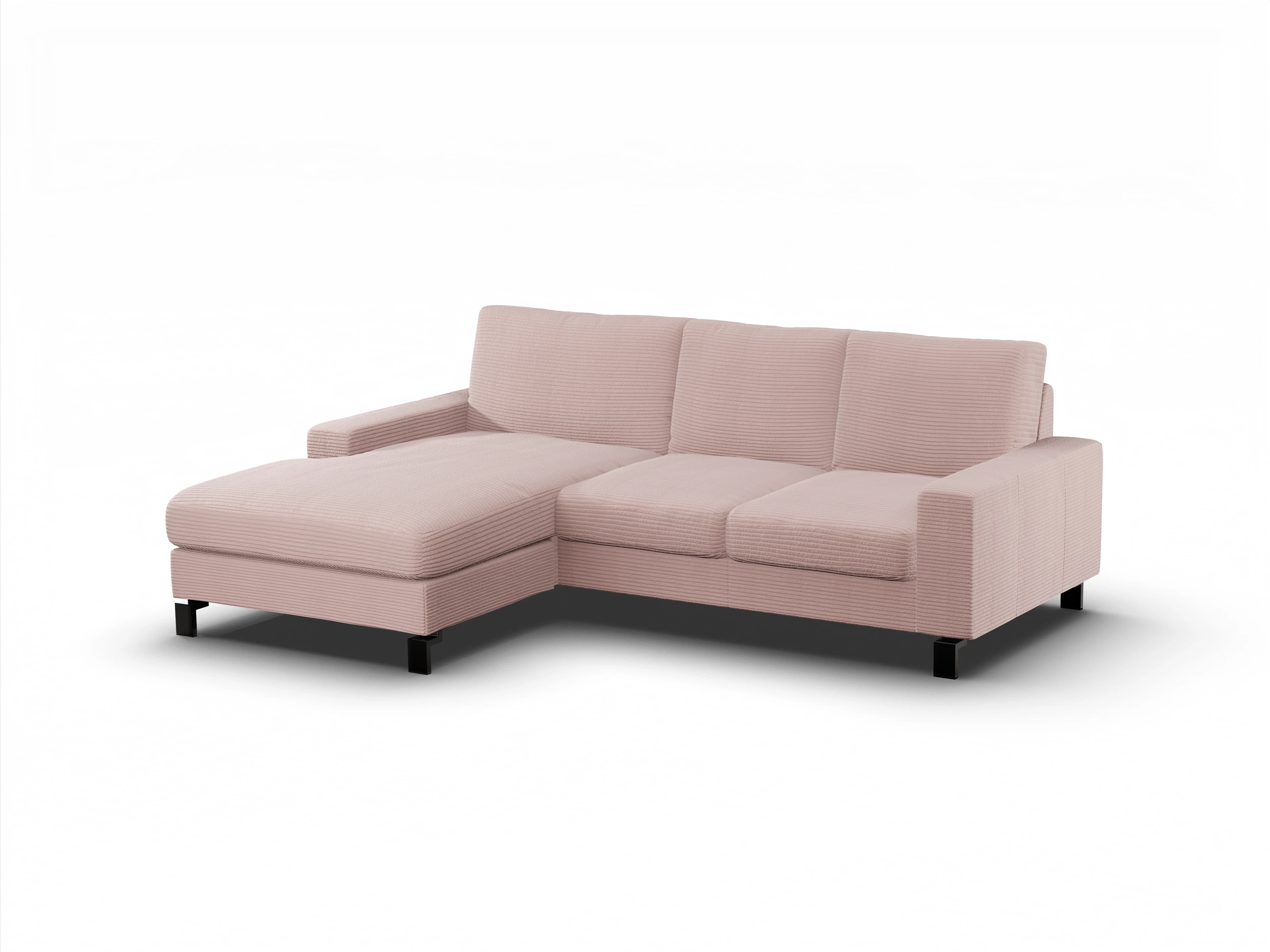 Ansicht des Produktes Casco 2.0 Ecksofa links Abschluss offen in Stoff Rosa