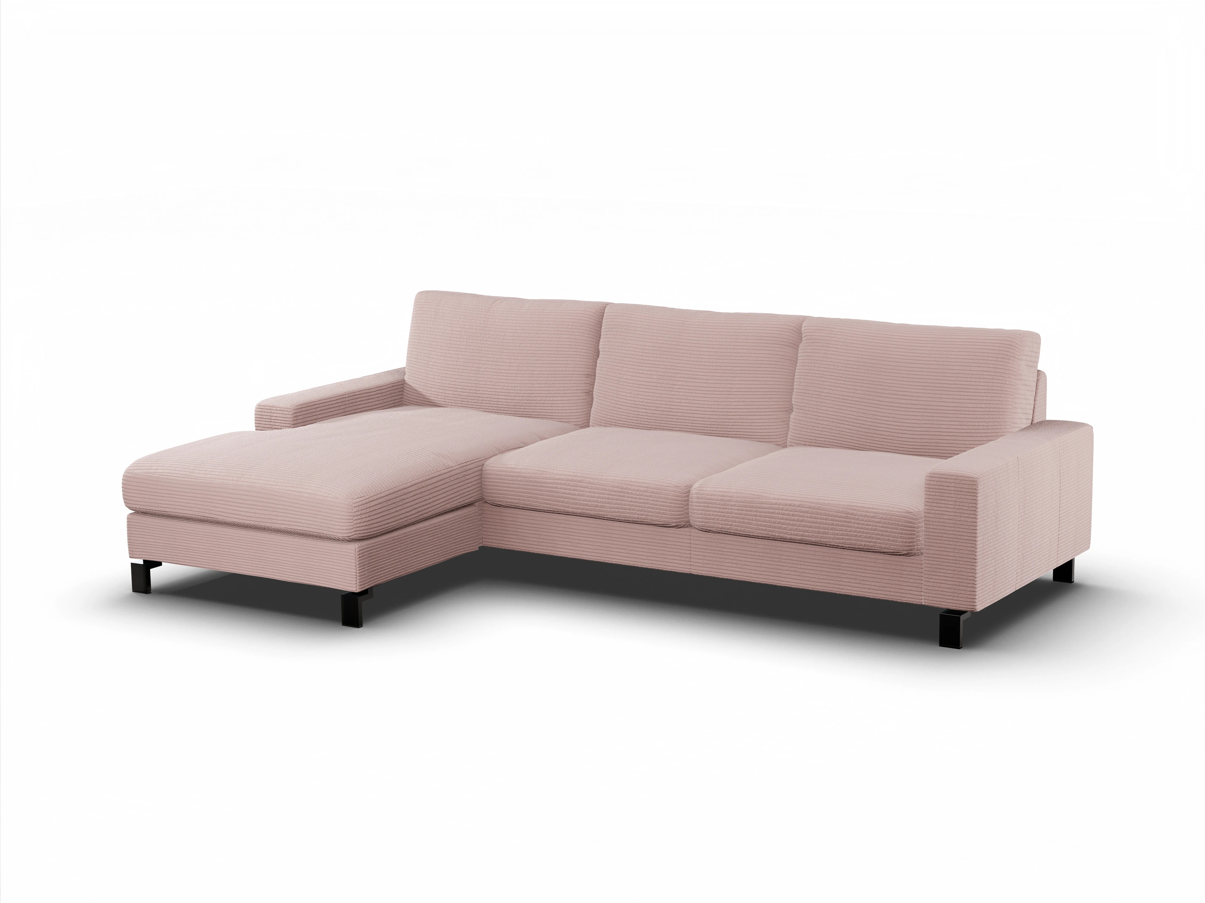 Ansicht des Produktes Casco 2.0 Ecksofa links Abschluss offen in Stoff Rosa