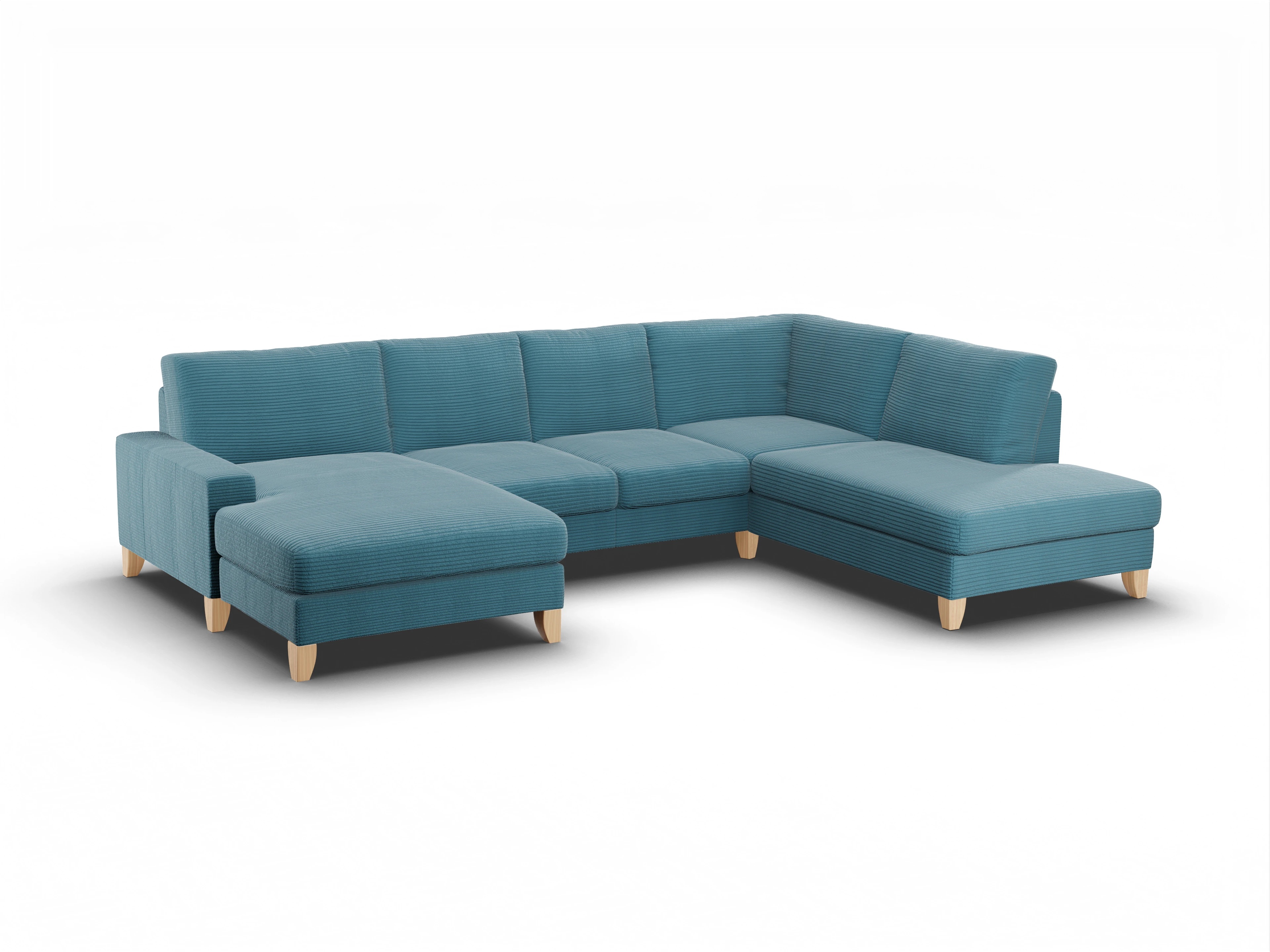 Ansicht des Produktes Casco 2.0 Wohnlandschaft offen beidseitig in Stoff Blau