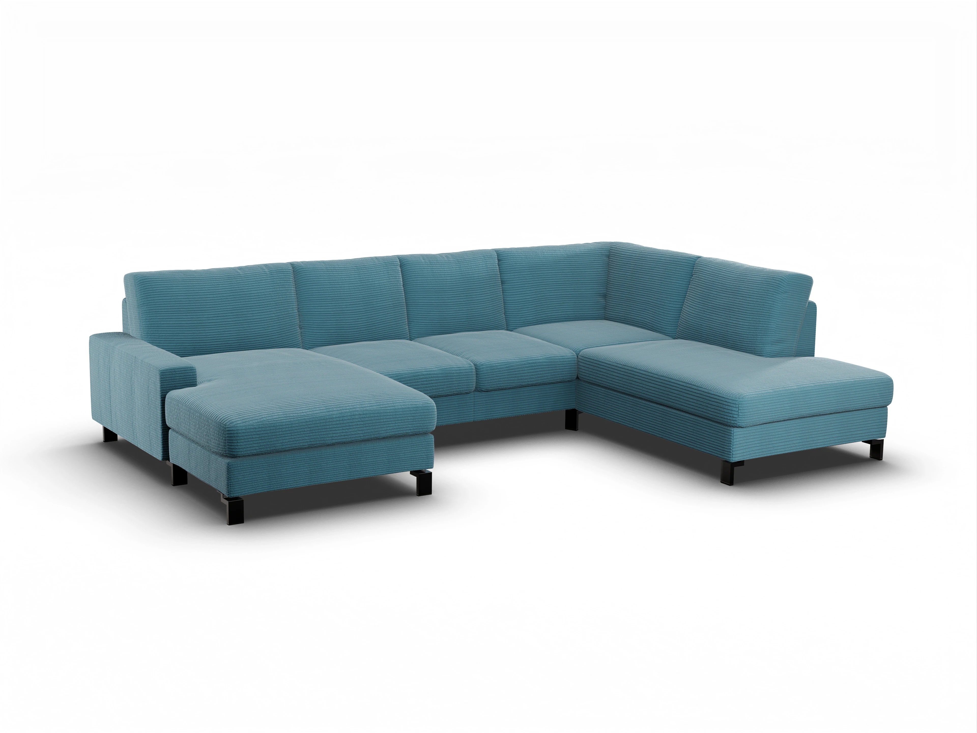 Ansicht des Produktes Casco 2.0 Wohnlandschaft offen beidseitig in Stoff Blau