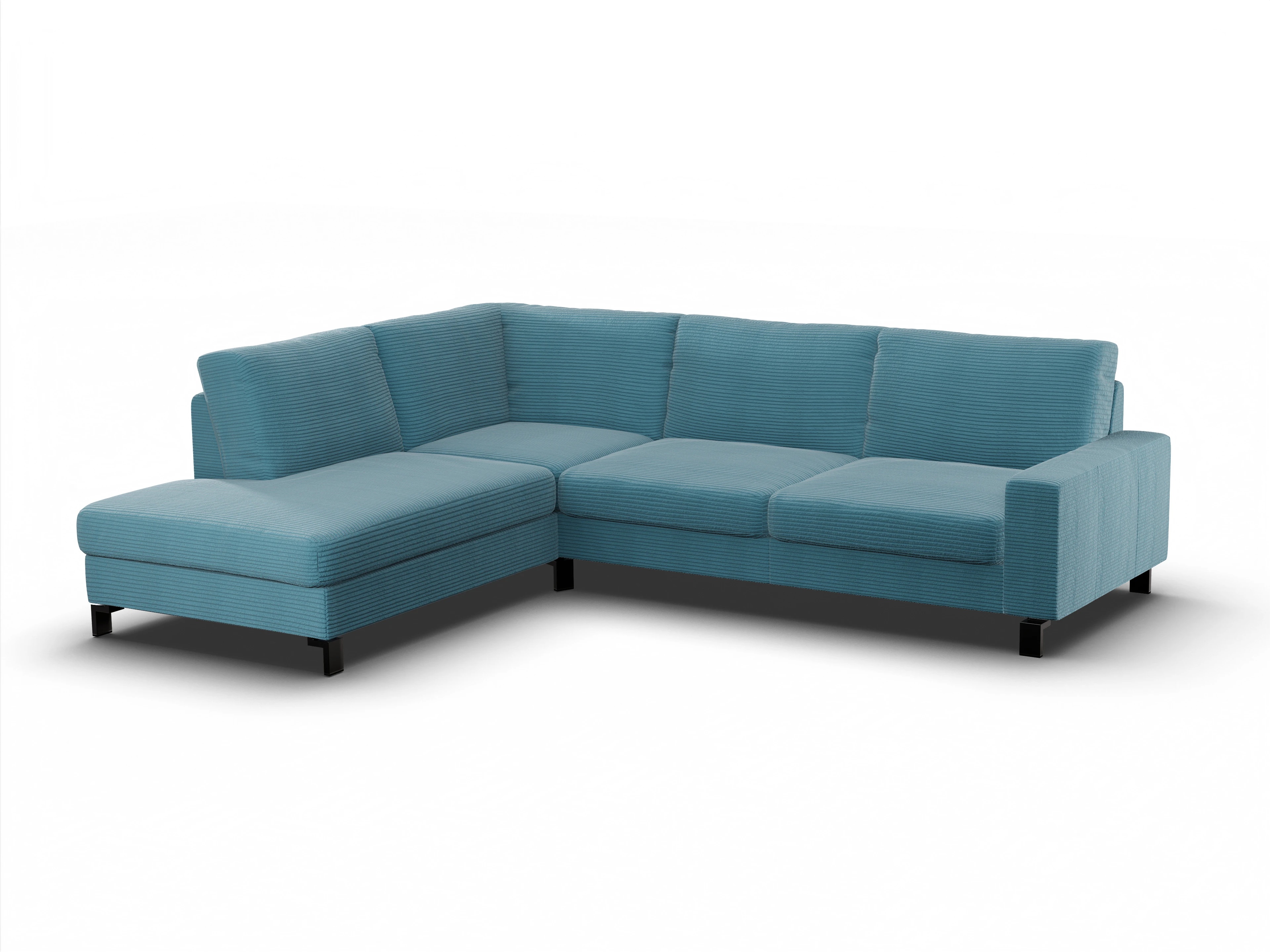 Ansicht des Produktes Casco 2.0 Ecksofa links Abschluss offen in Stoff Blau