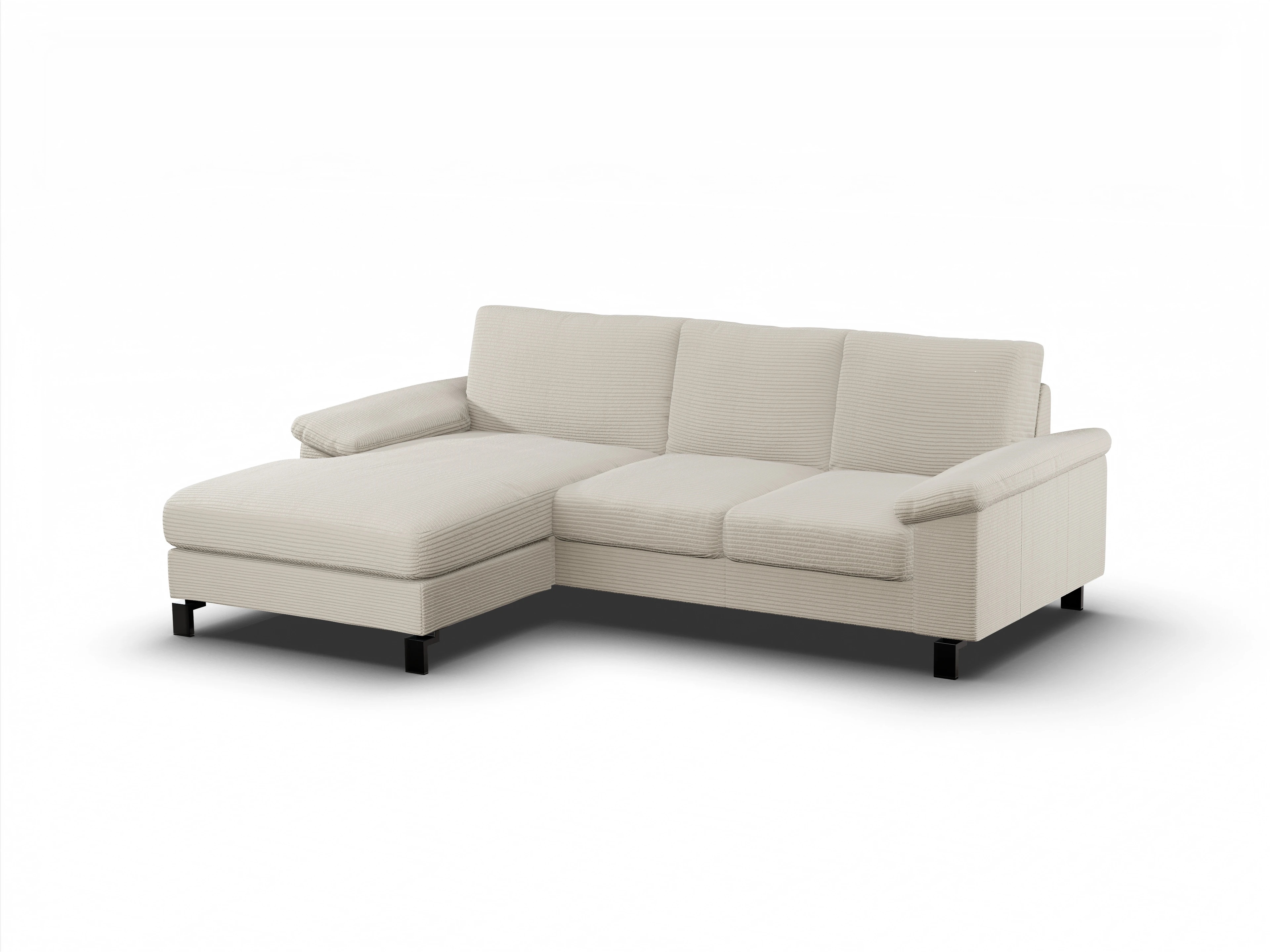 Casco Ecksofa LO Medium L Ansicht des Produktes Casco 2.0 Ecksofa links Abschluss offen in Stoff Beige