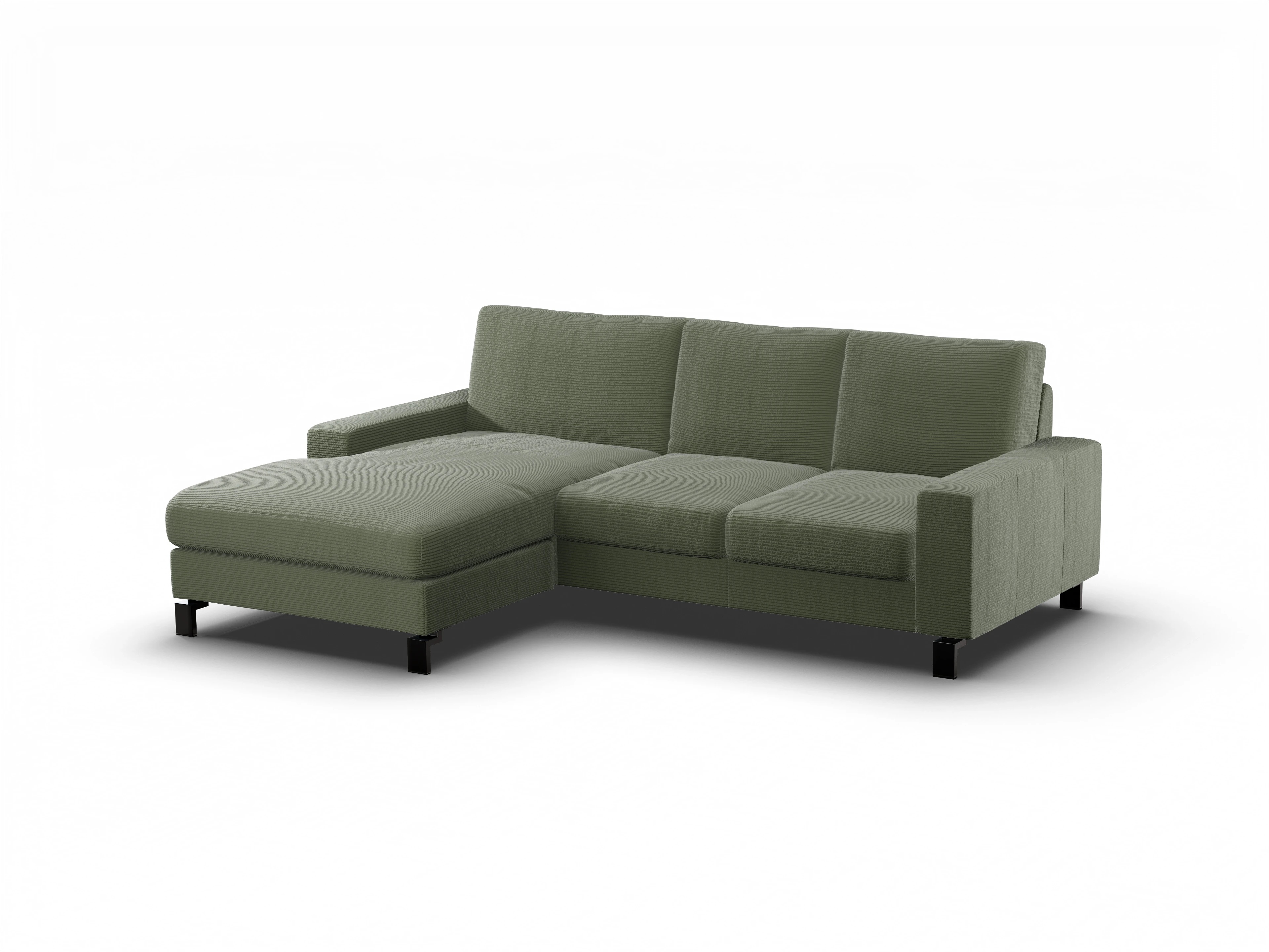 Casco Ecksofa LO Medium L Ansicht des Produktes Casco 2.0 Ecksofa links Abschluss offen in Stoff Grün