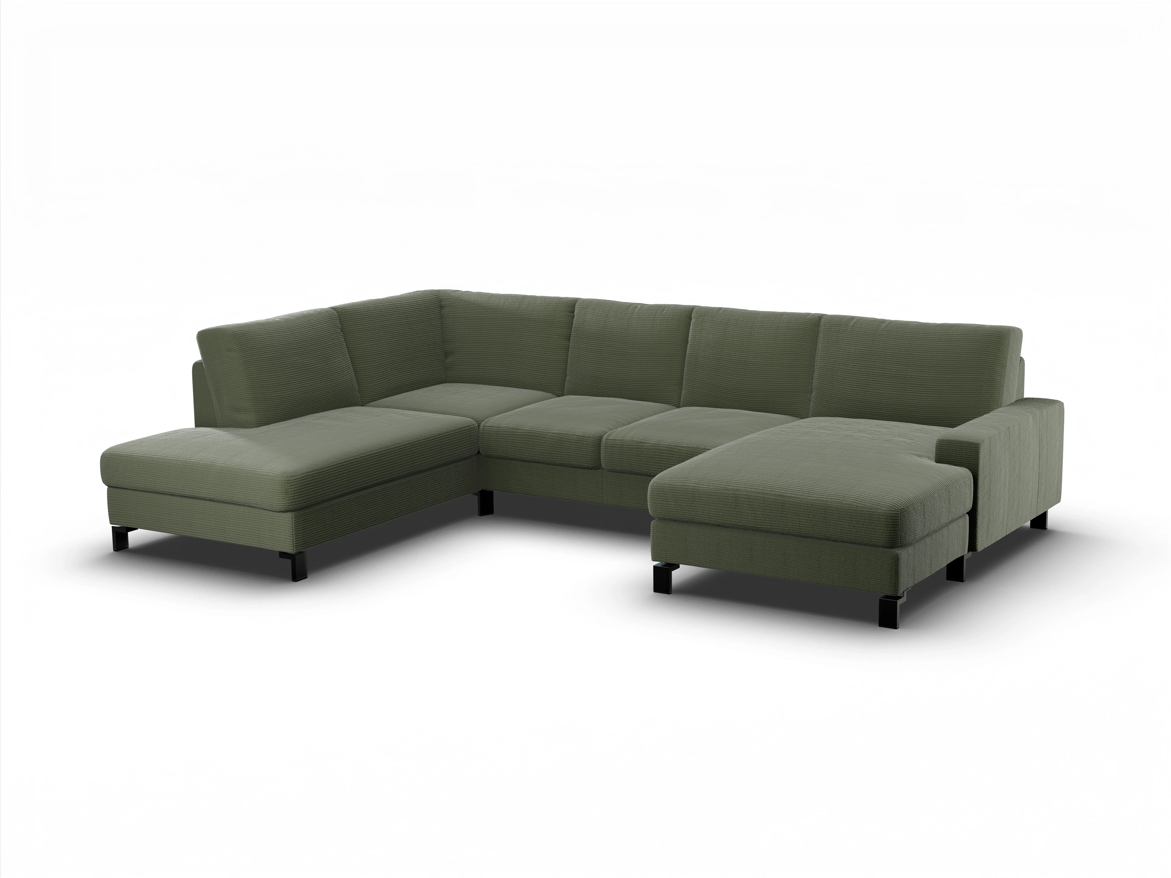 Ansicht des Produktes Casco 2.0 Wohnlandschaft offen beidseitig in Stoff Grün