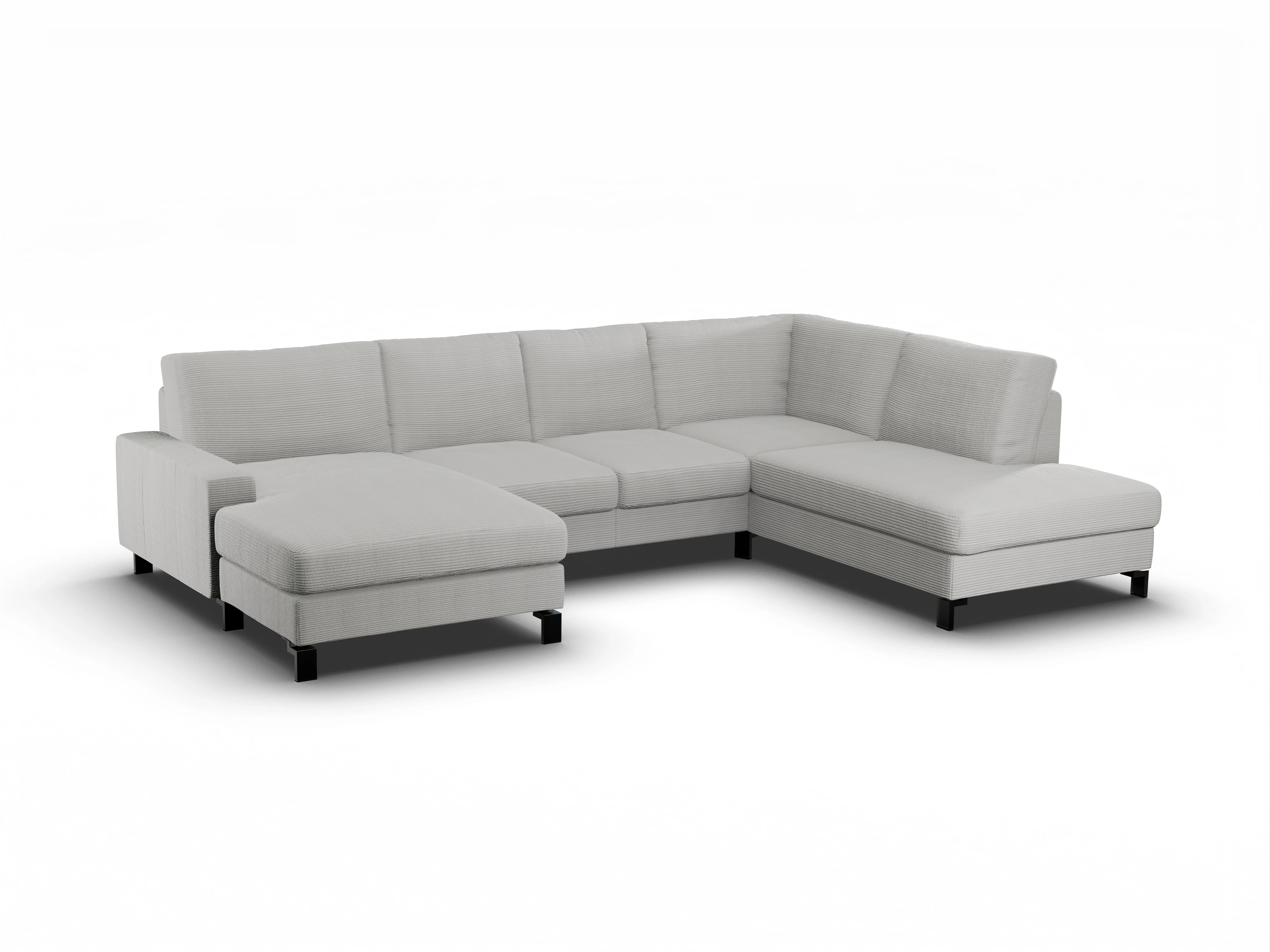 Ansicht des Produktes Casco 2.0 Wohnlandschaft offen beidseitig in Stoff Grau