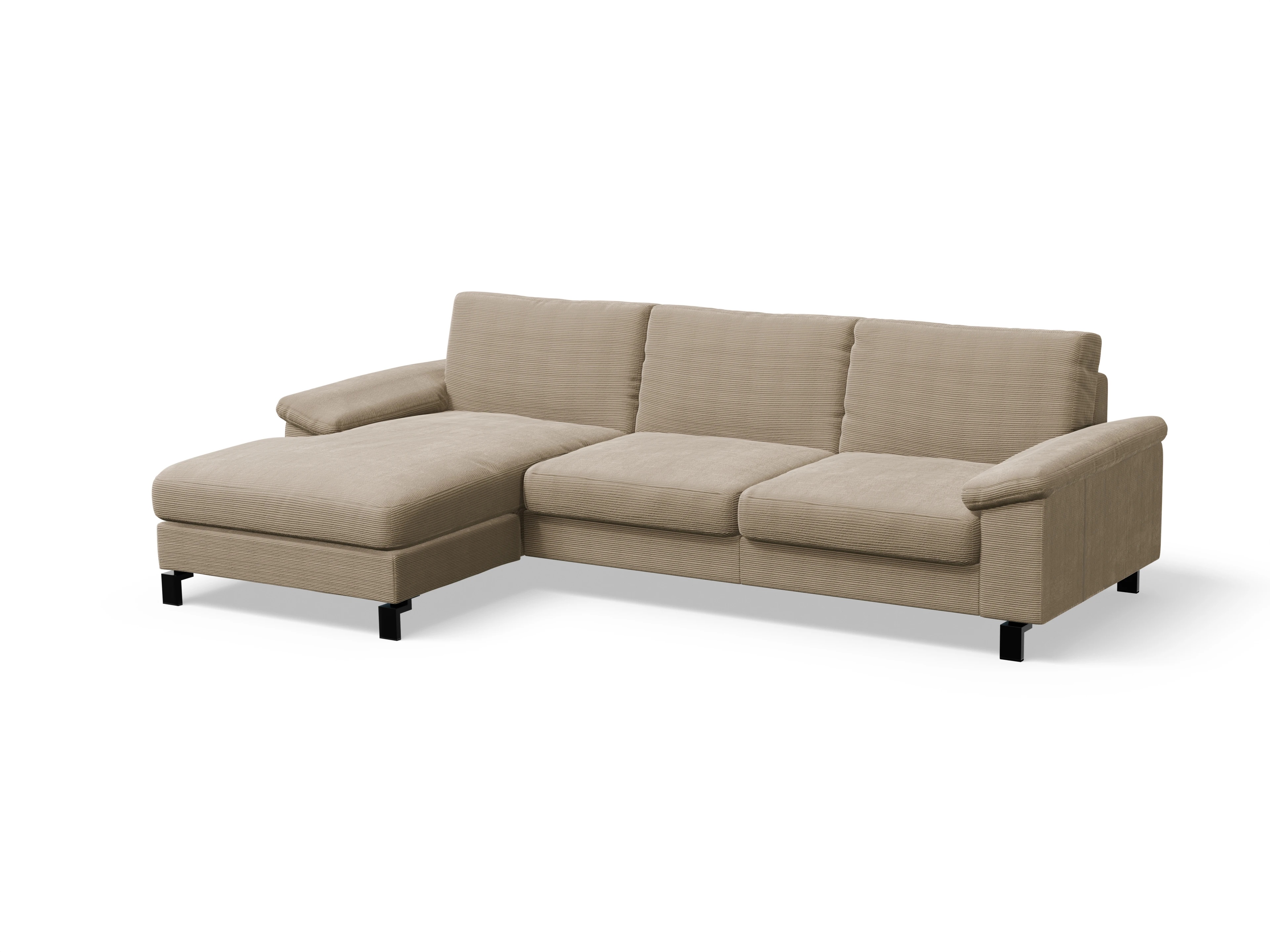 Casco Ecksofa LO Large L Ansicht des Produktes Casco 2.0 Ecksofa links Abschluss offen in Stoff Braun