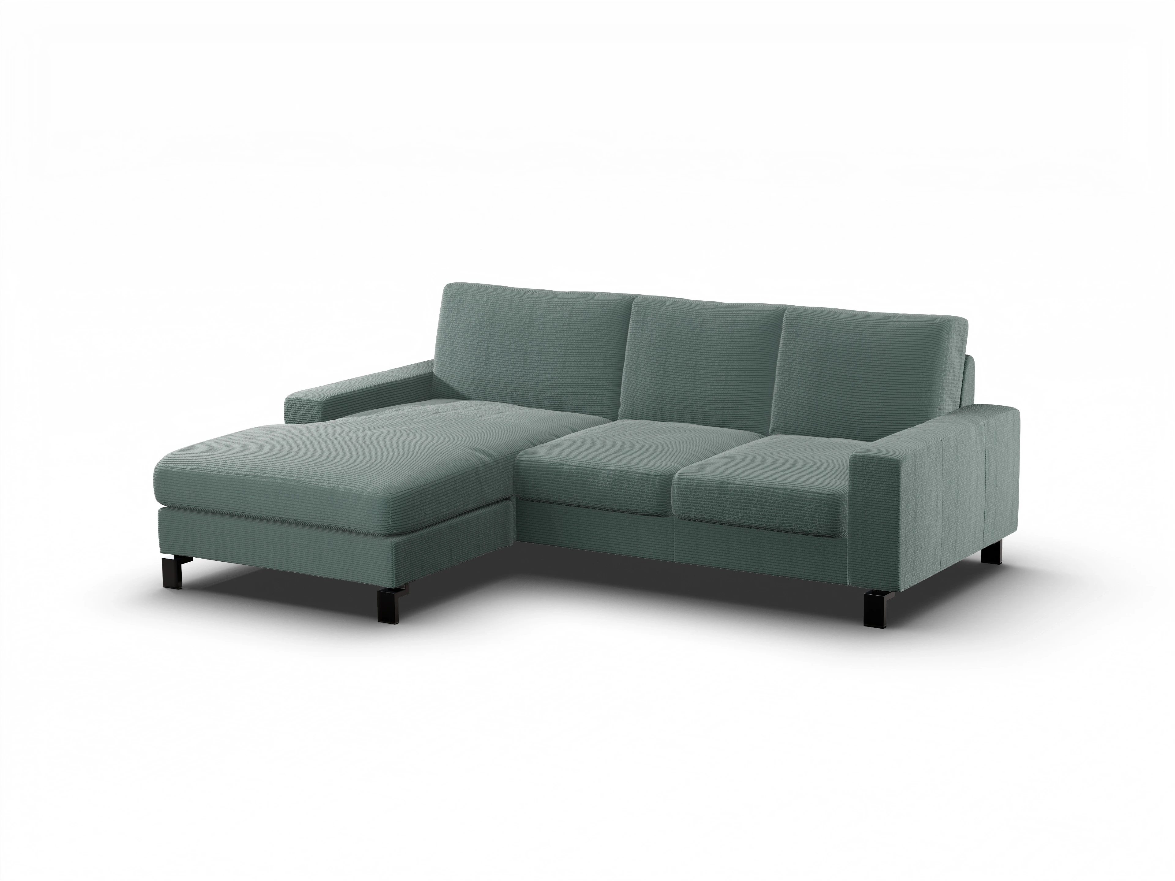 Ansicht des Produktes Casco 2.0 Ecksofa links Abschluss offen in Stoff Grün