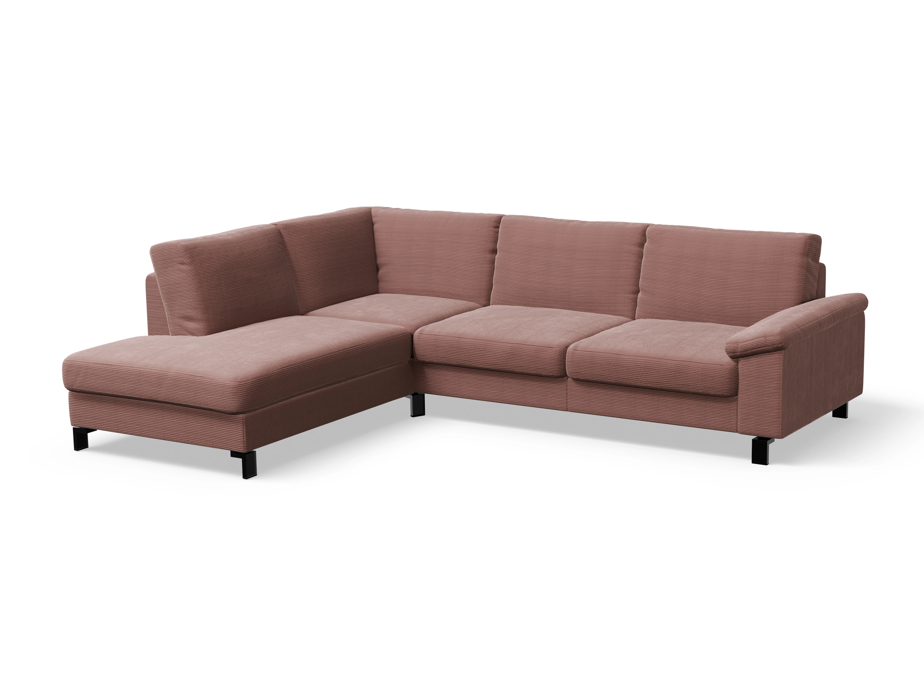 Casco Ecksofa UM Large L Ansicht des Produktes Casco 2.0 Ecksofa links Abschluss offen in Stoff Rosa